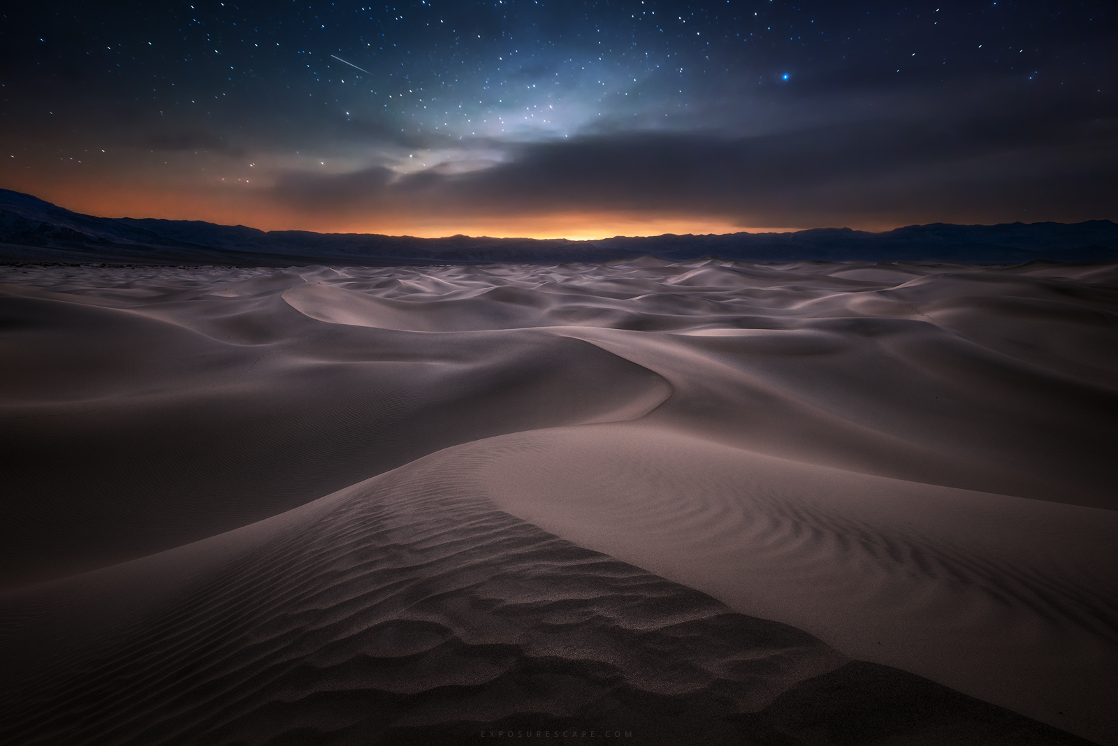 California Death Valley Desert Dune Night Sand Stars 1600x1068