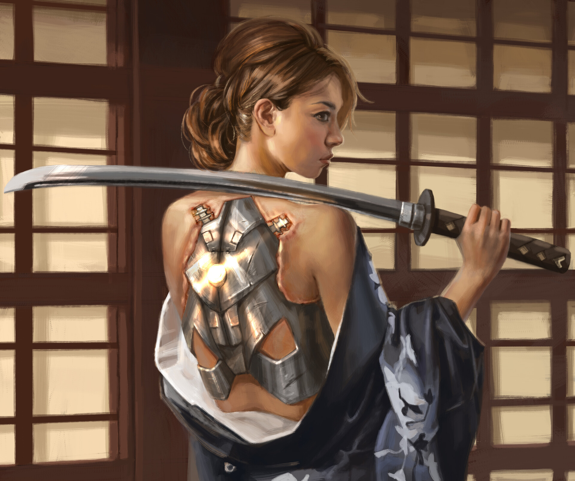 Women Sword Katana Science Fiction Artwork Fantasy Art Wallpaper Resolution1920x1605 Id 1457