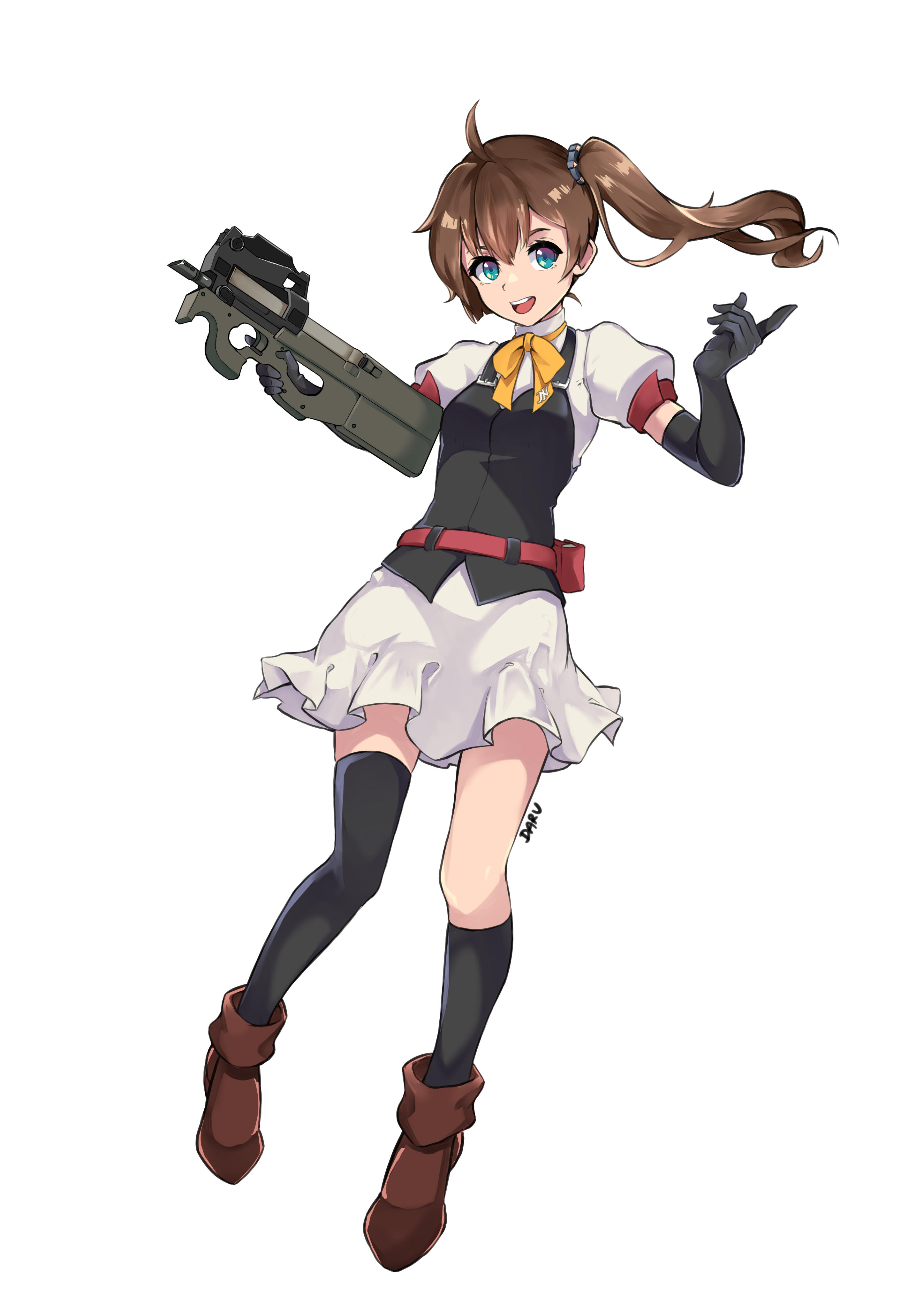 Anime Girls Gun FN P90 Weapon Vertical 2894x4093