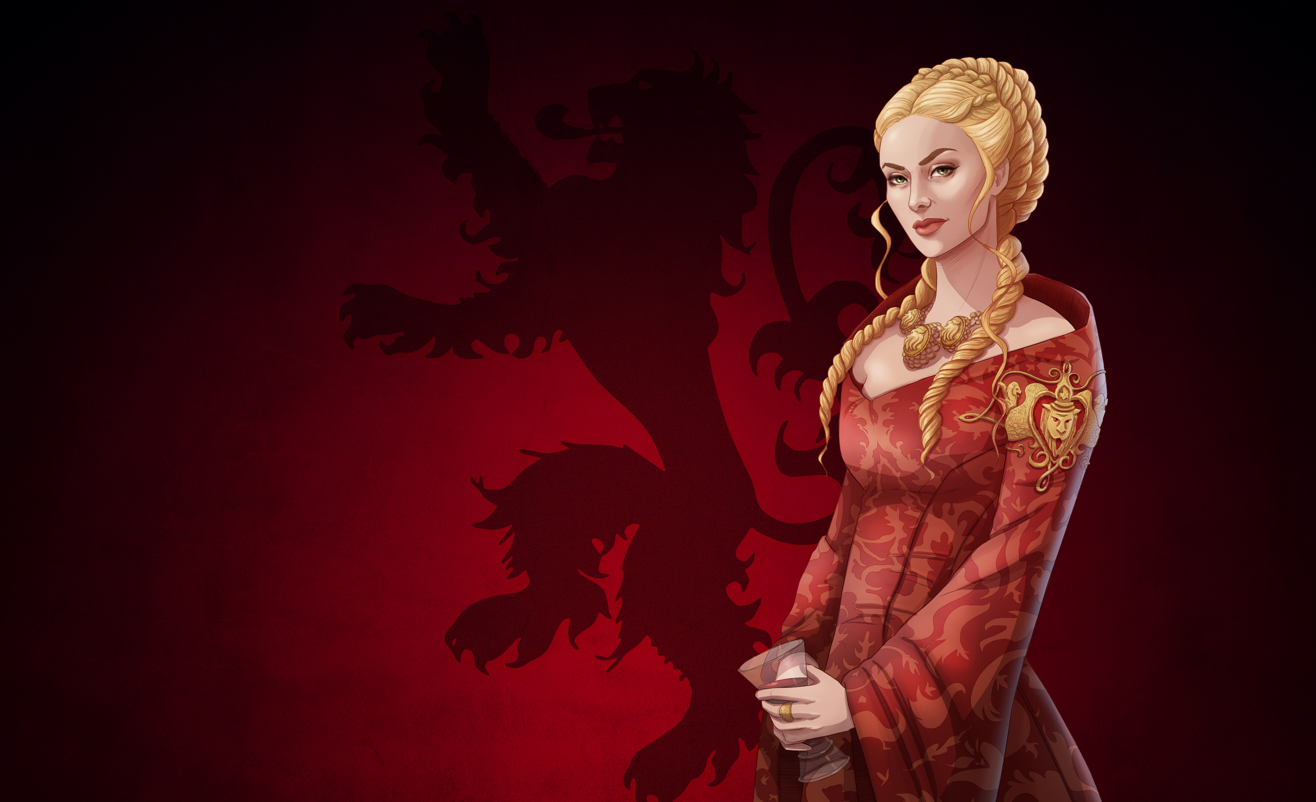 Blonde Braid Cersei Lannister Game Of Thrones Green Eyes 4344x2646