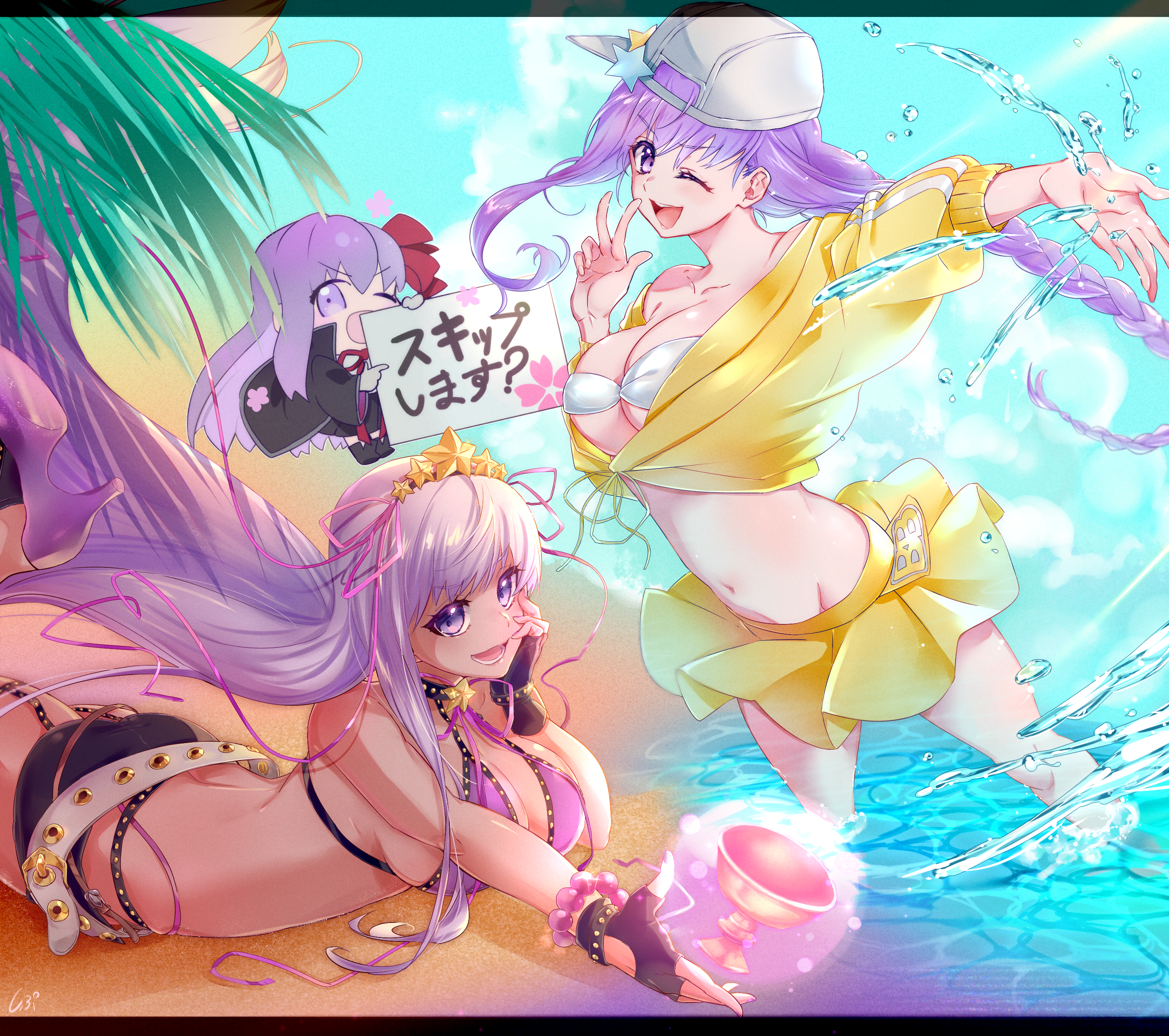 Artwork Illustration Anime Girls Fate Series Bb Fate Extra CCC BB Fate Grand Order Beach 2893x2565