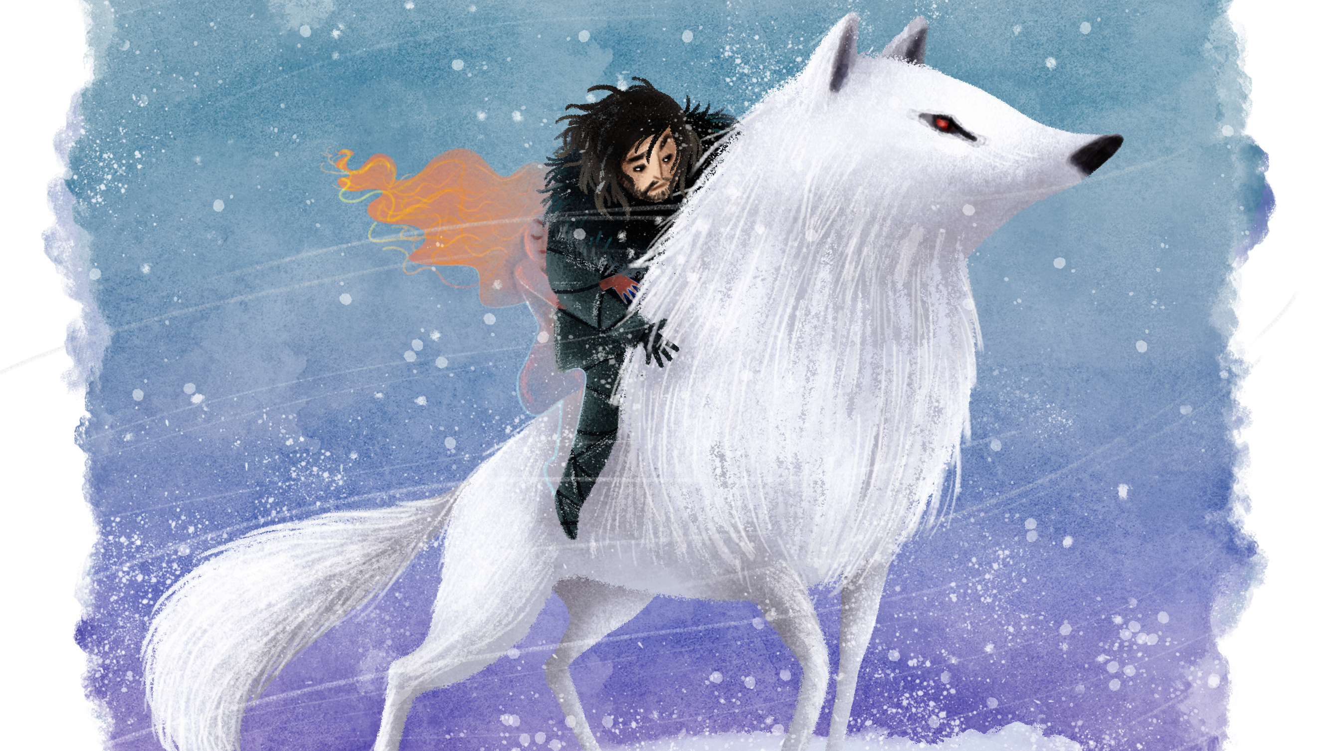 Game Of Thrones Jon Snow Wolf 2677x1506