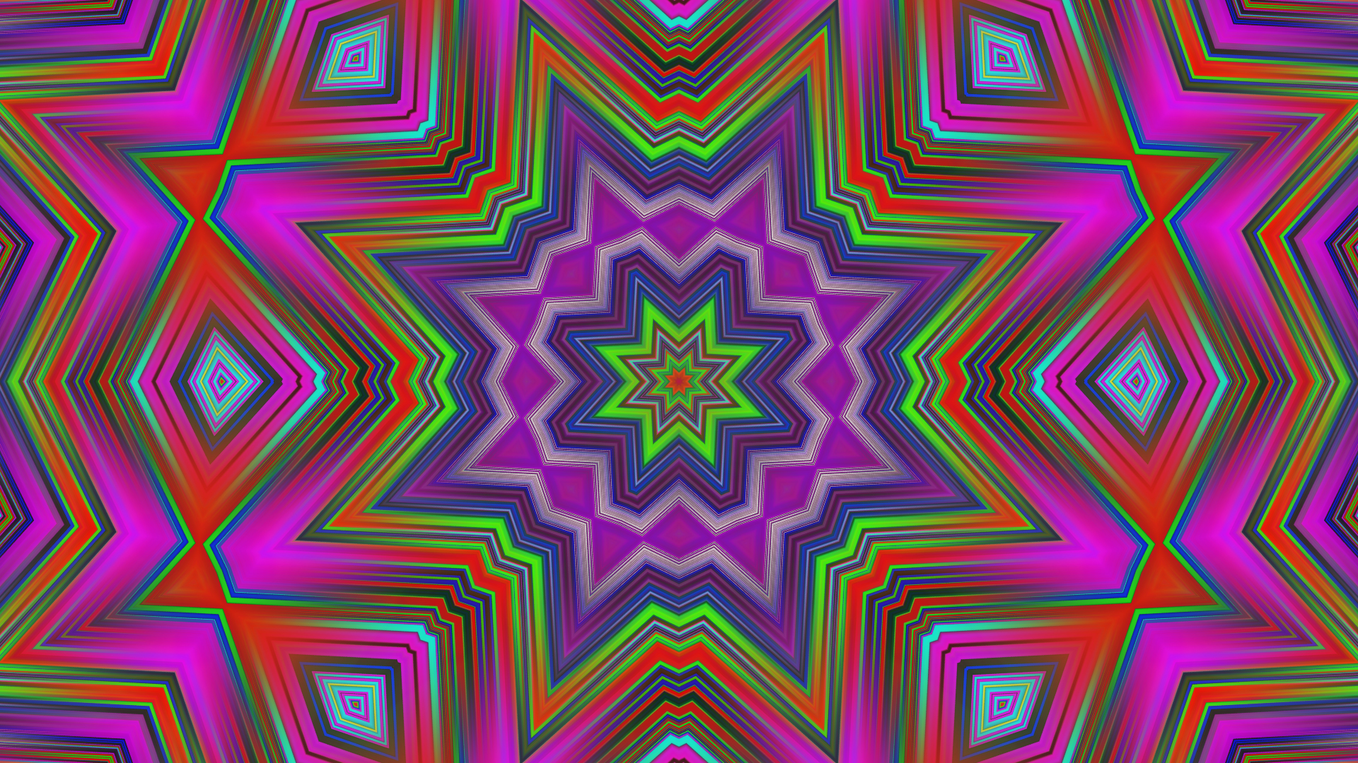 Abstract Artistic Colors Digital Art Kaleidoscope Pattern Star 1920x1080