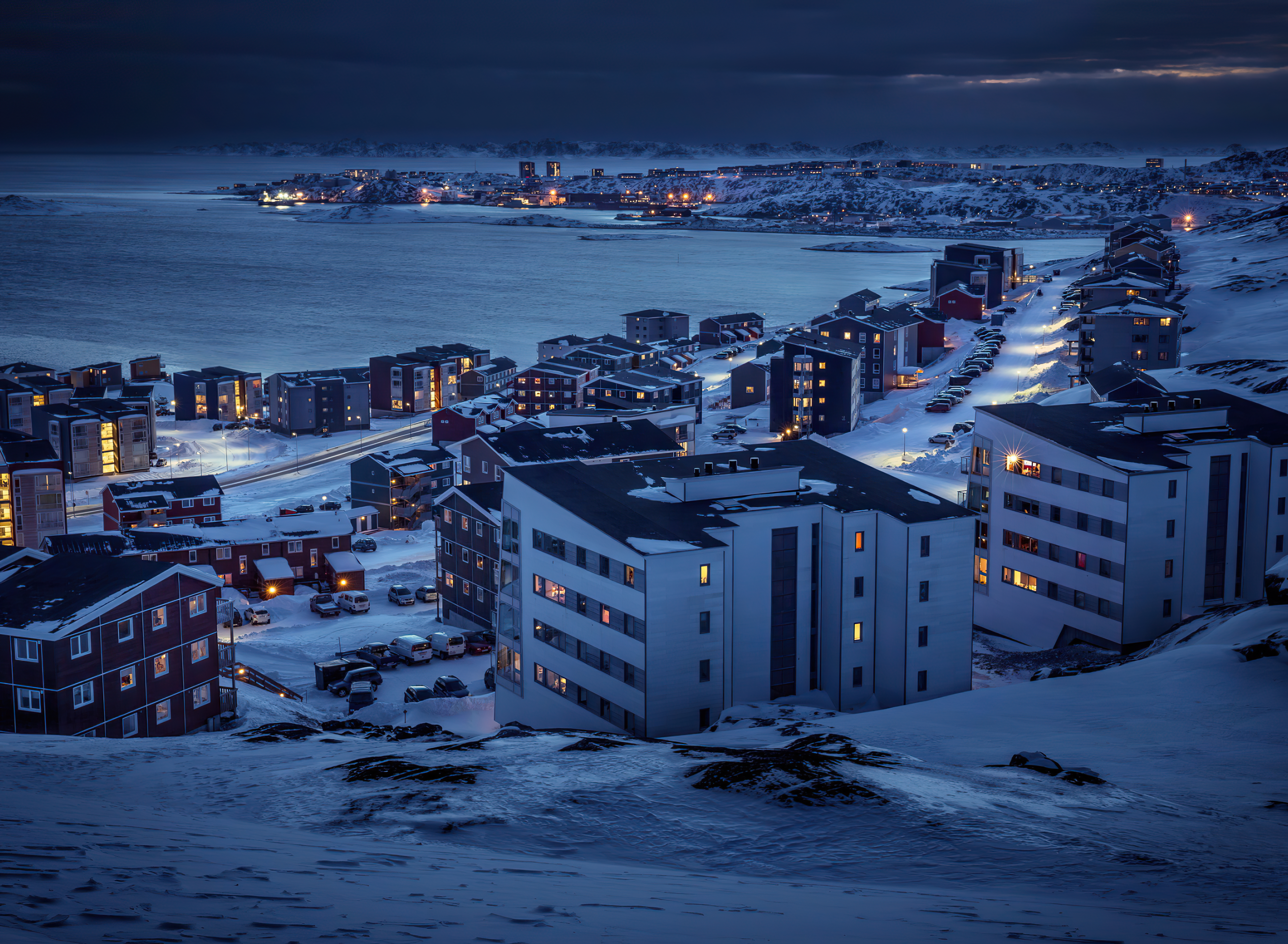 Greenland Night Snow Winter 3840x2816