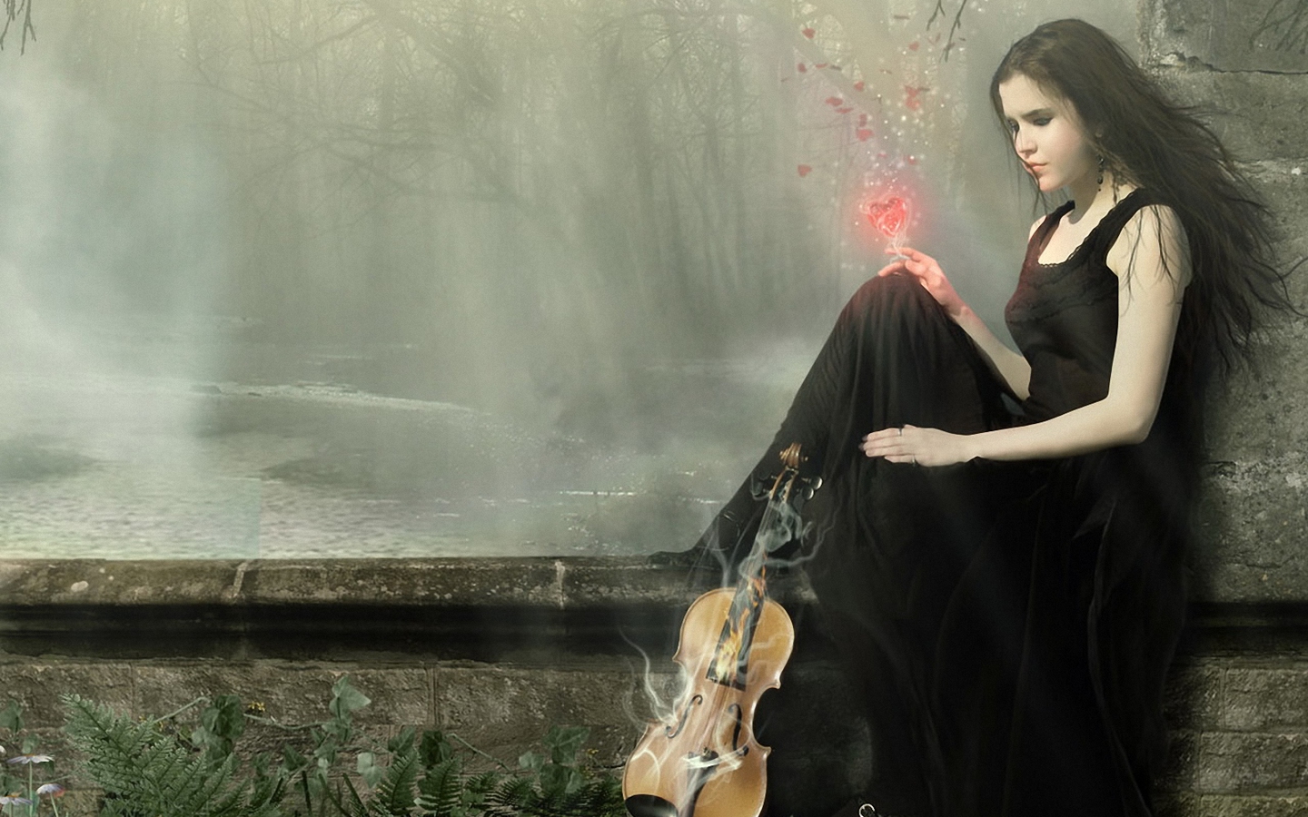River Violin Woman 1440x900