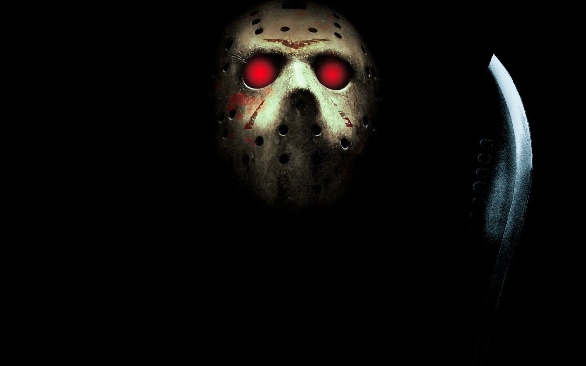 Friday The 13th Jason Voorhees Machete Mask Red Eyes 1920x1200