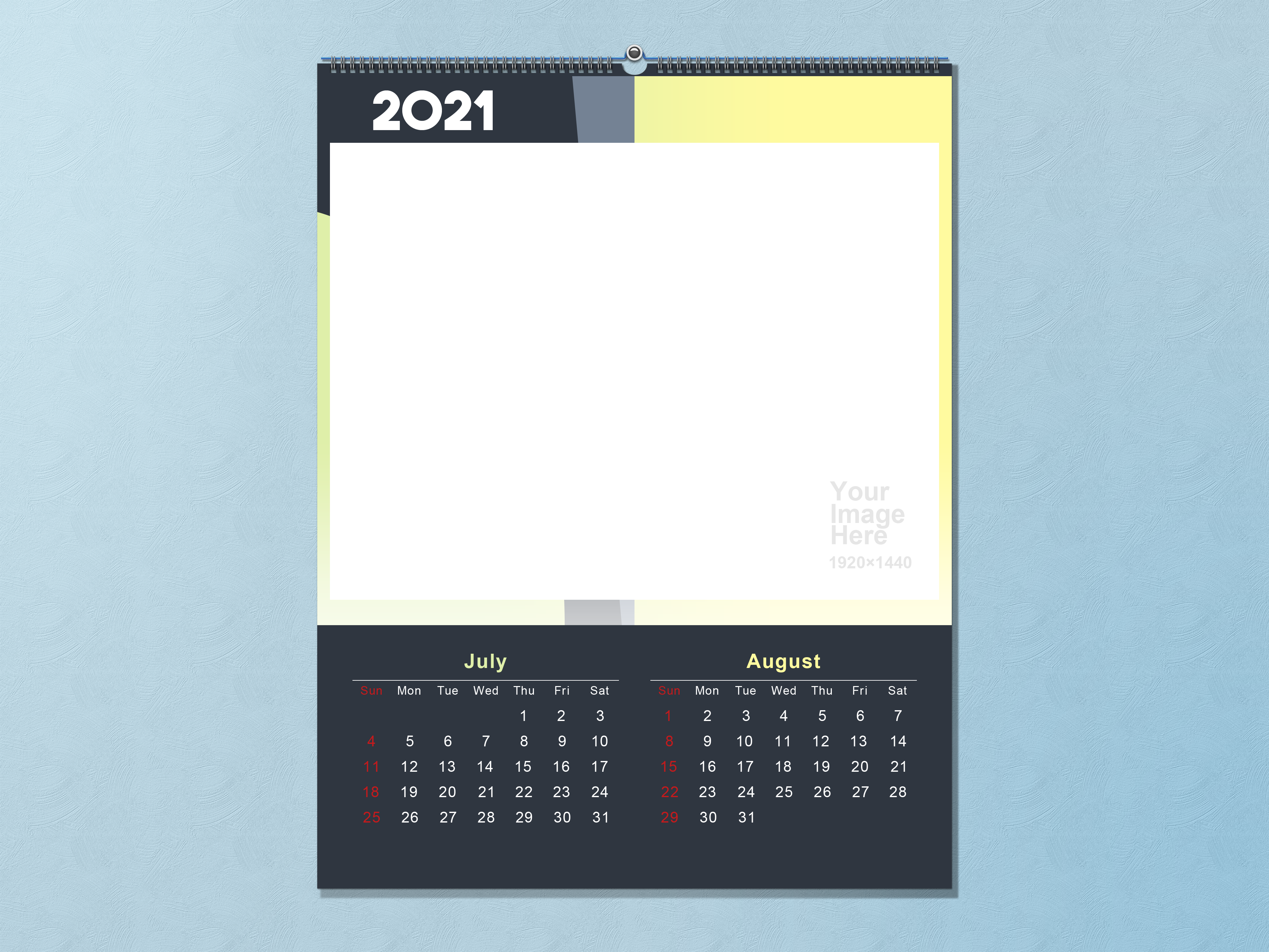 2021 Calendar Template July 4000x3000