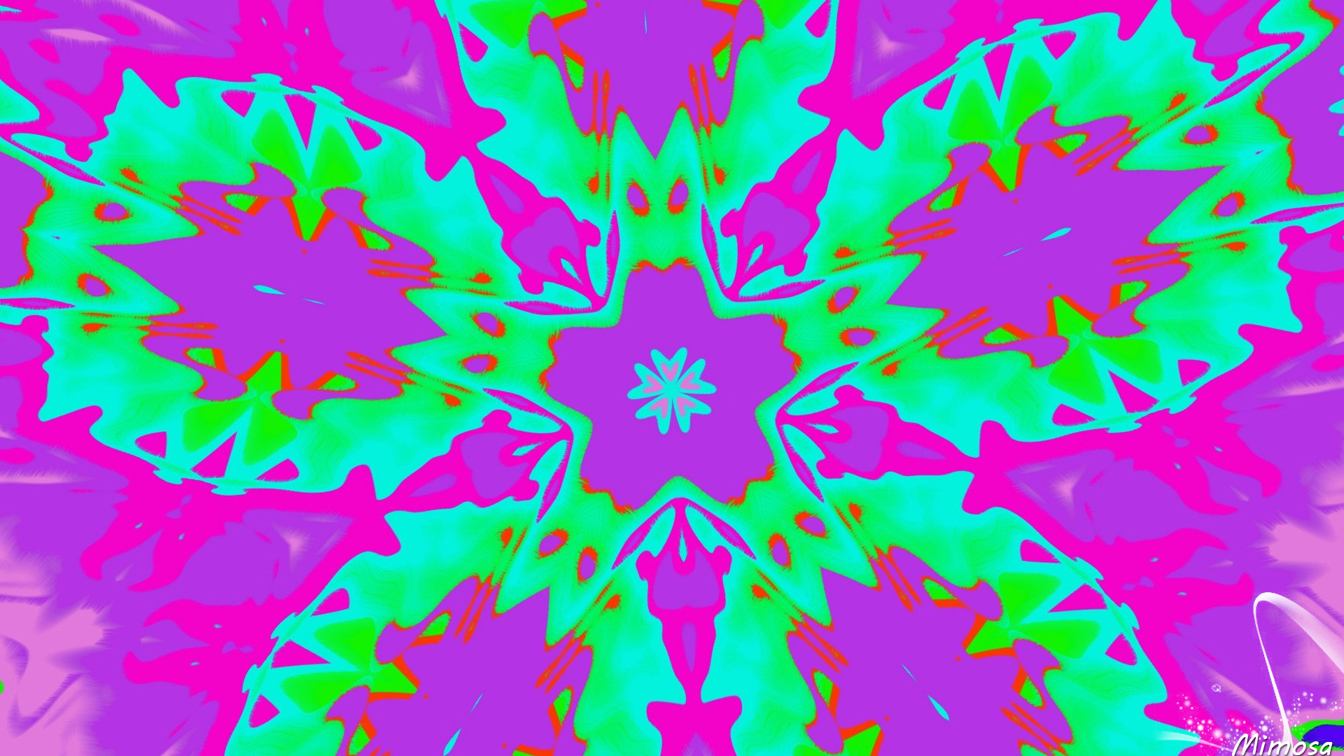 Abstract Artistic Colors Digital Art Flower Green Kaleidoscope Pattern Purple 1920x1080