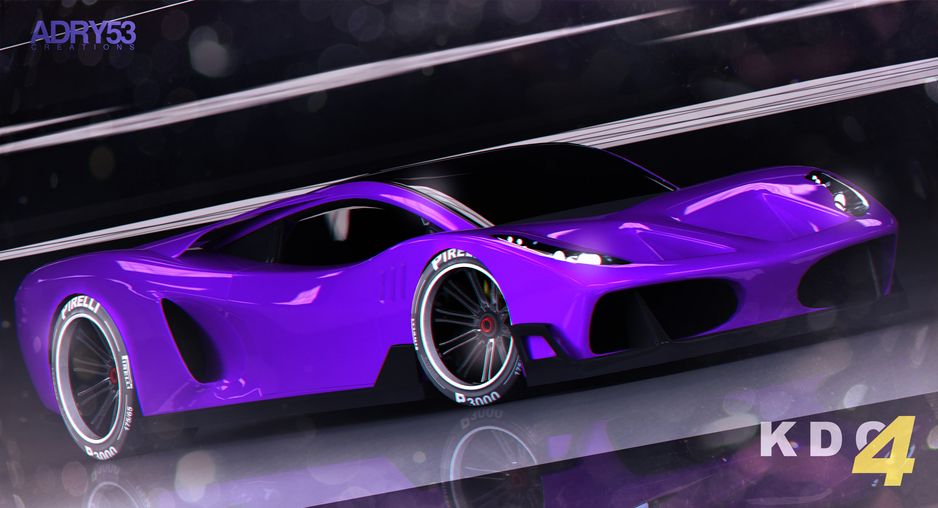 Artistic Purple Car 2996x1622