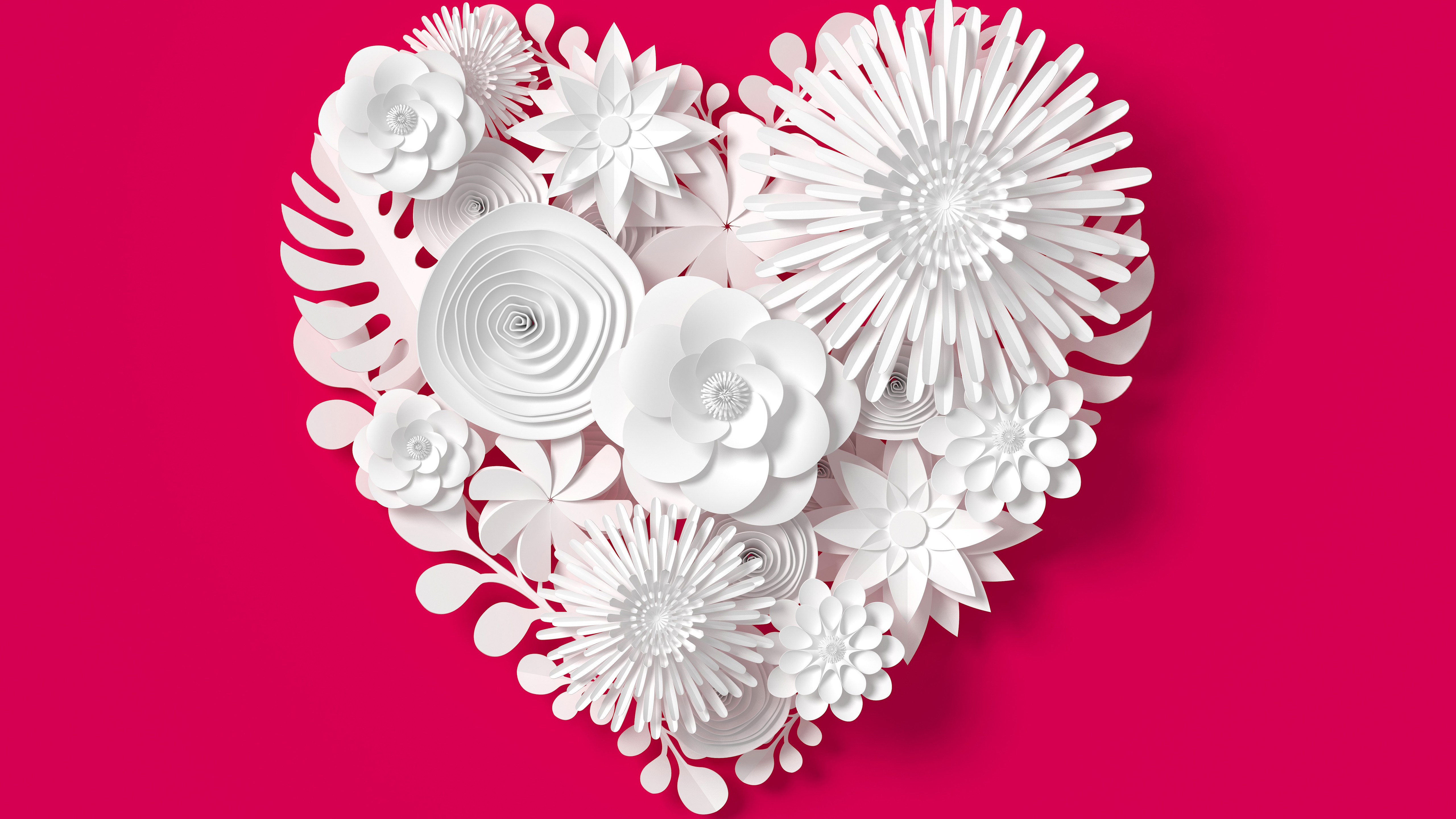 Heart Design Pink Background Abstract Paper Art 5120x2880