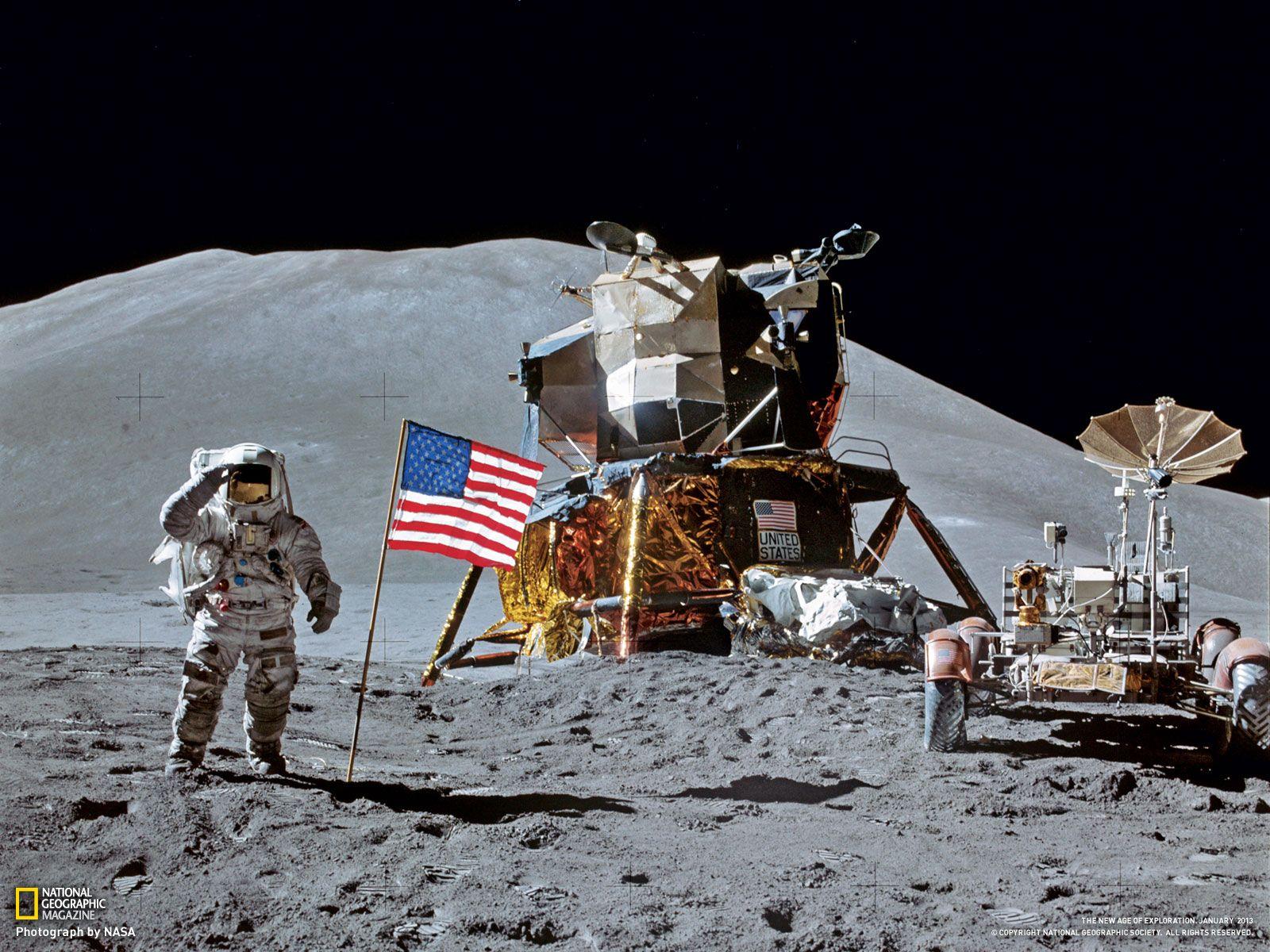 Apollo Astronaut NASA National Geographic Moon American Flag 1600x1200