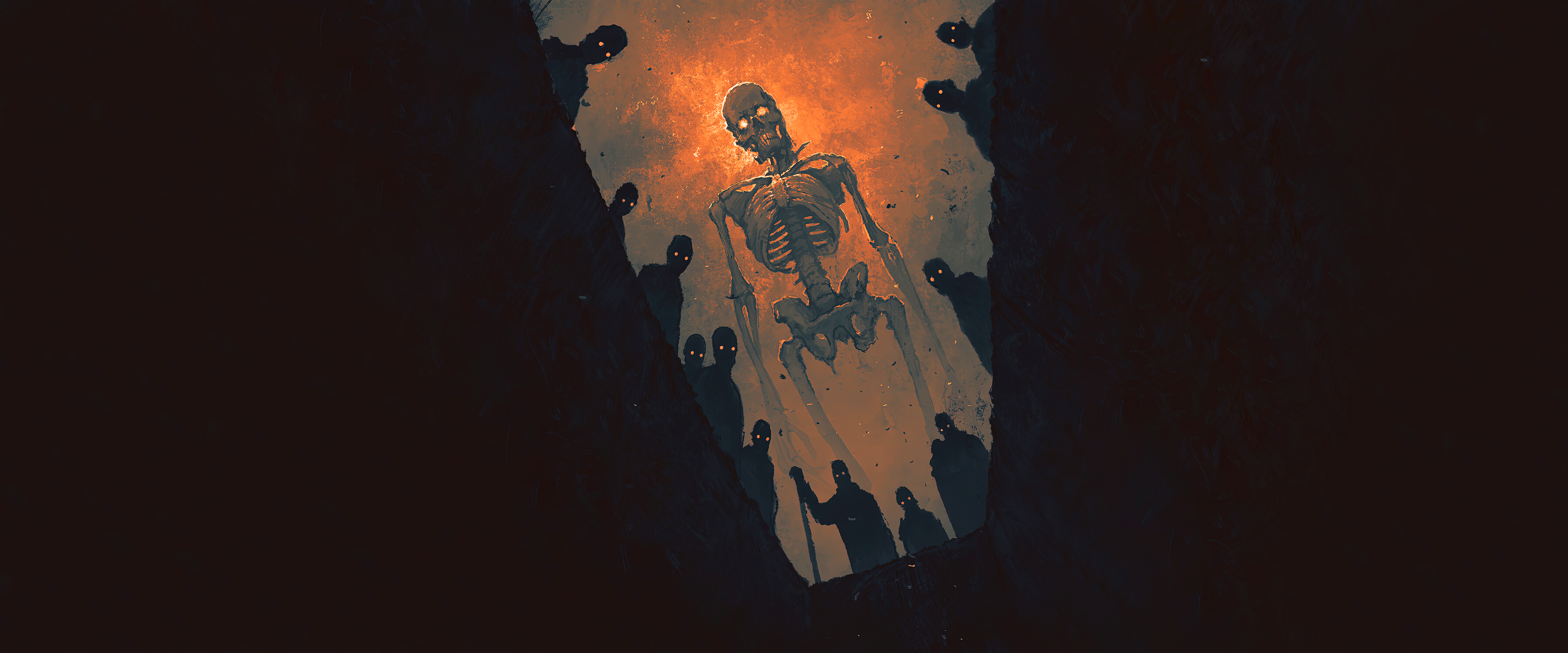 Horror Skeleton Grave 3840x1600