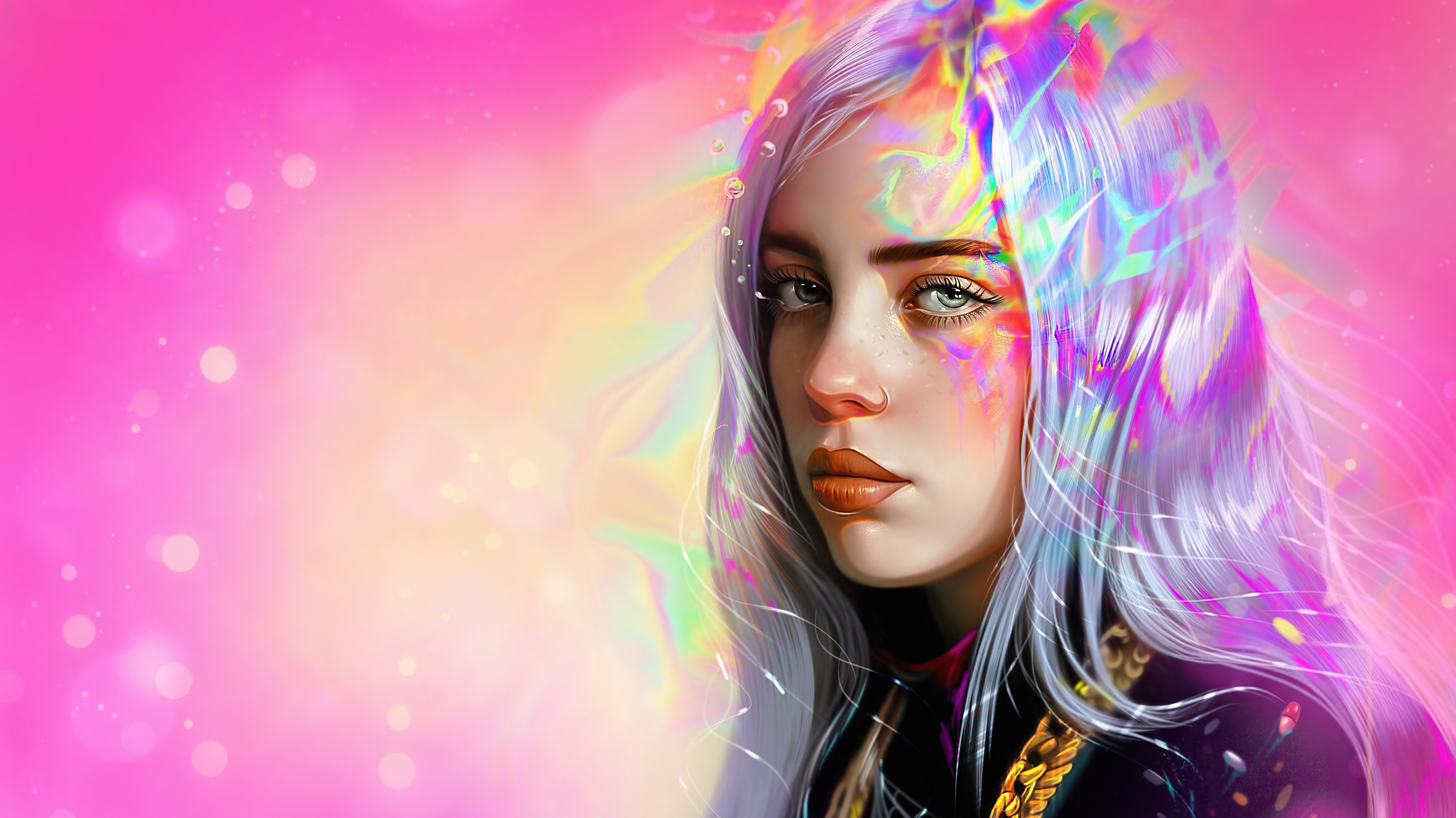 American Artistic Billie Eilish Colors Girl Lipstick Singer 3840x2160