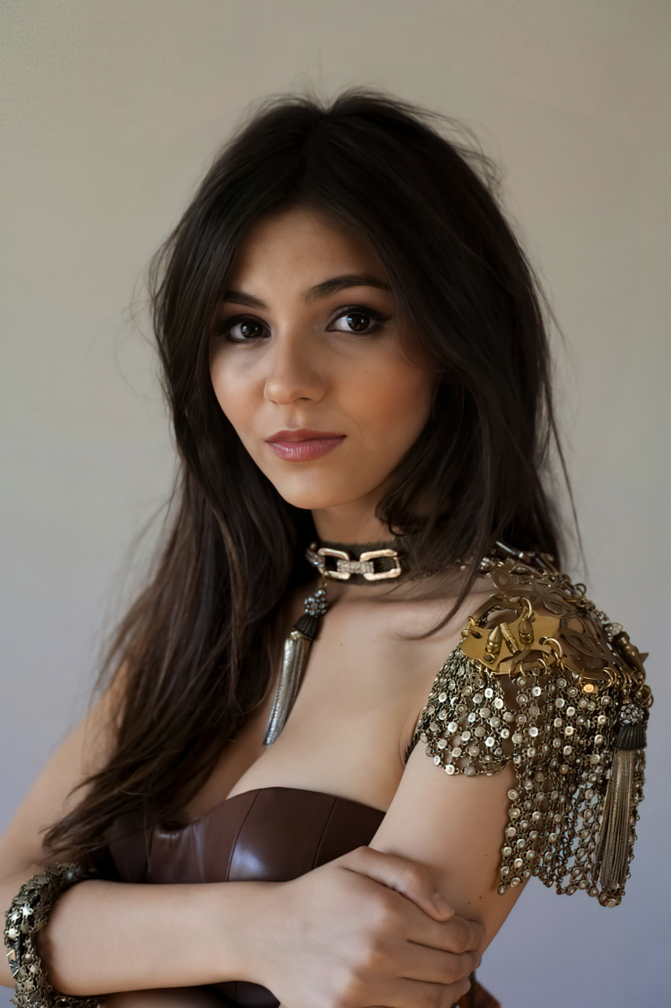 Victoria Justice Women Brunette Actress Latinas Simple Background 1332x2000