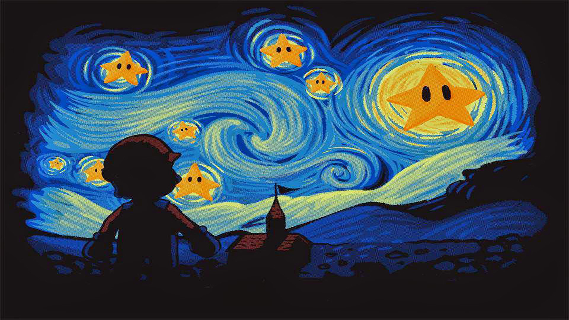 Mario Series Mario Bros Vincent Van Gogh 1920x1080