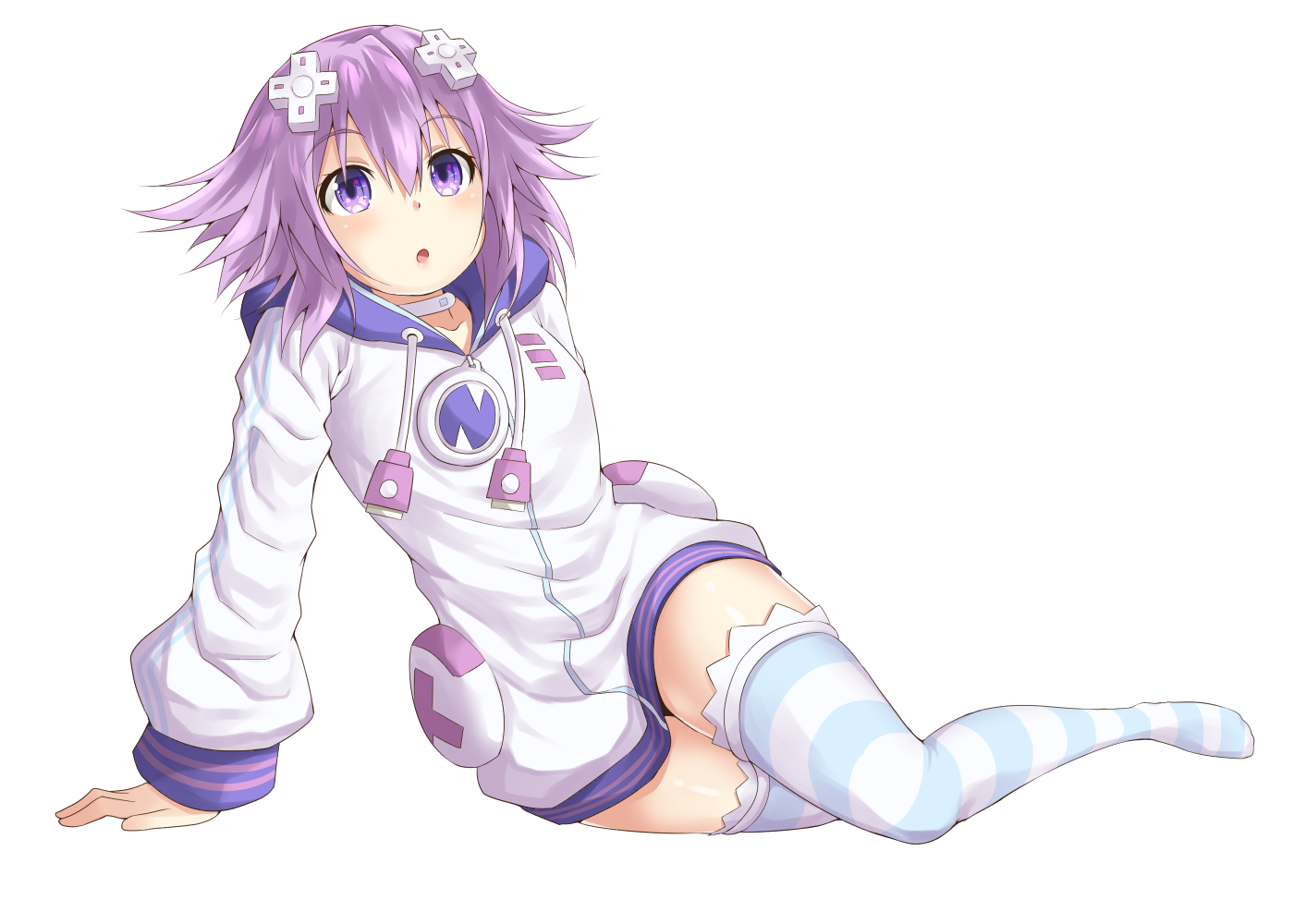 Artwork Anime Girls Hyperdimension Neptunia Neptune Hyperdimension Neptunia Purple Hair Purple Eyes  1400x1000