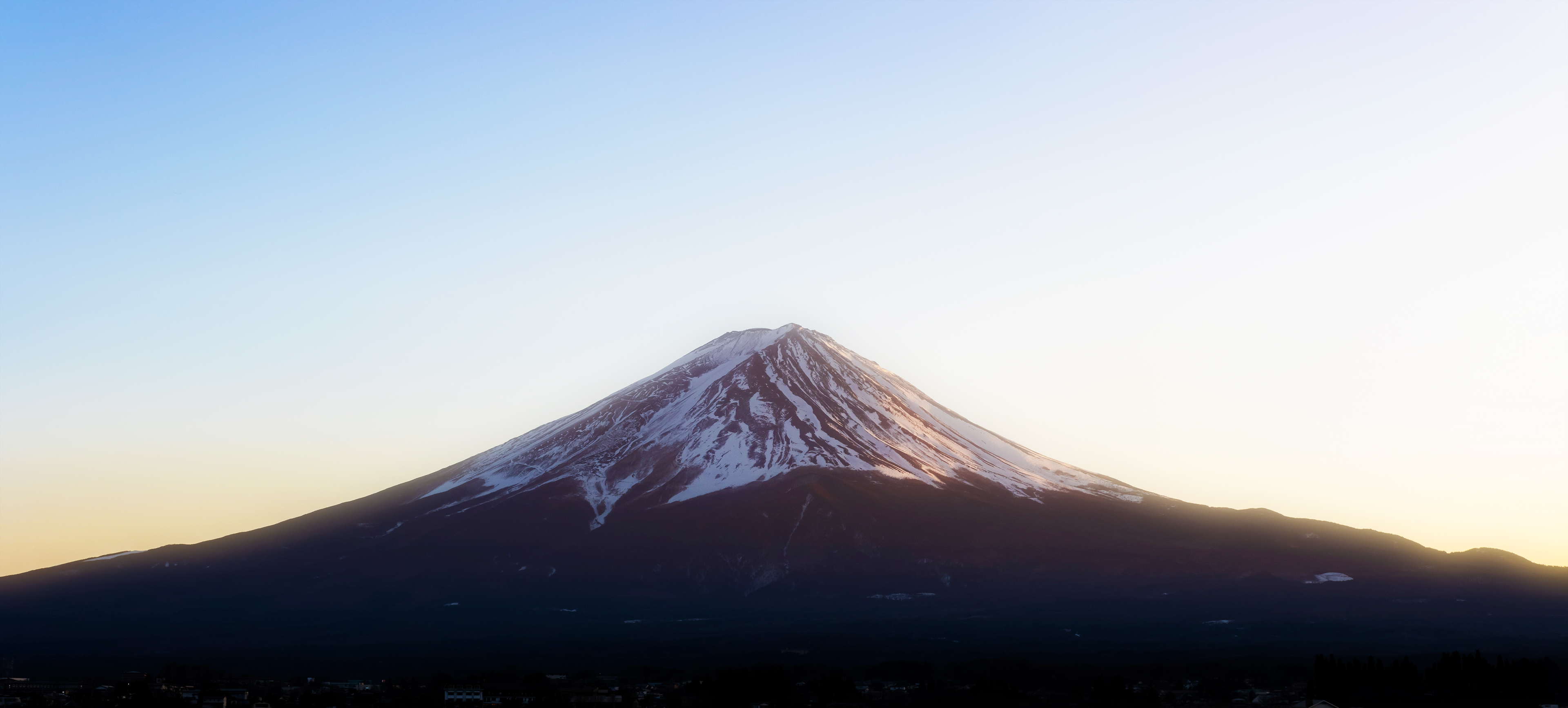 Mount Fuji Snow Sky Snowy Peak Japan 3840x1733