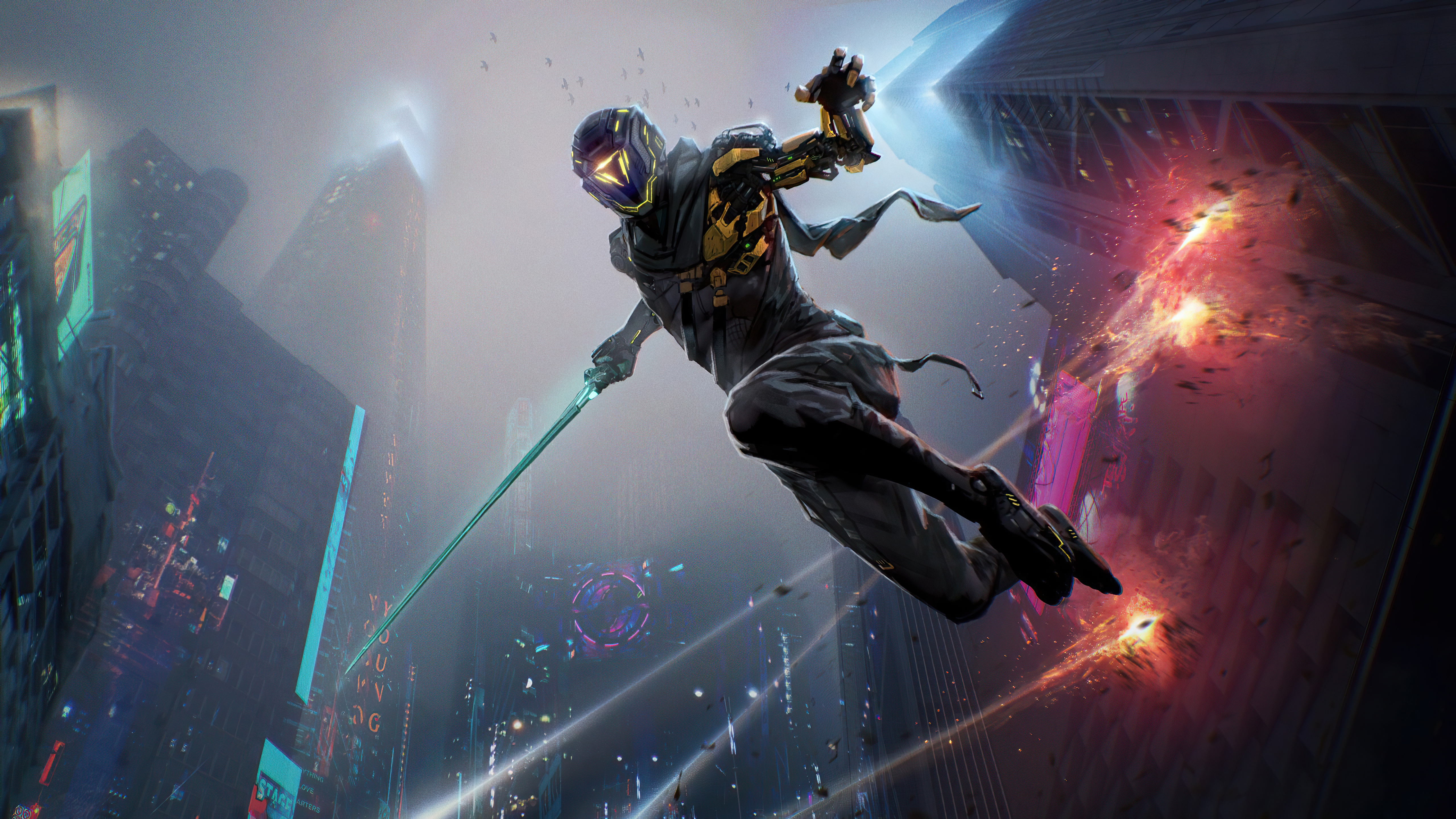 Ghostrunner Video Games Cyberpunk Science Fiction Katana Weapon Futuristic Cyborg Ninja Video Game C 5120x2880