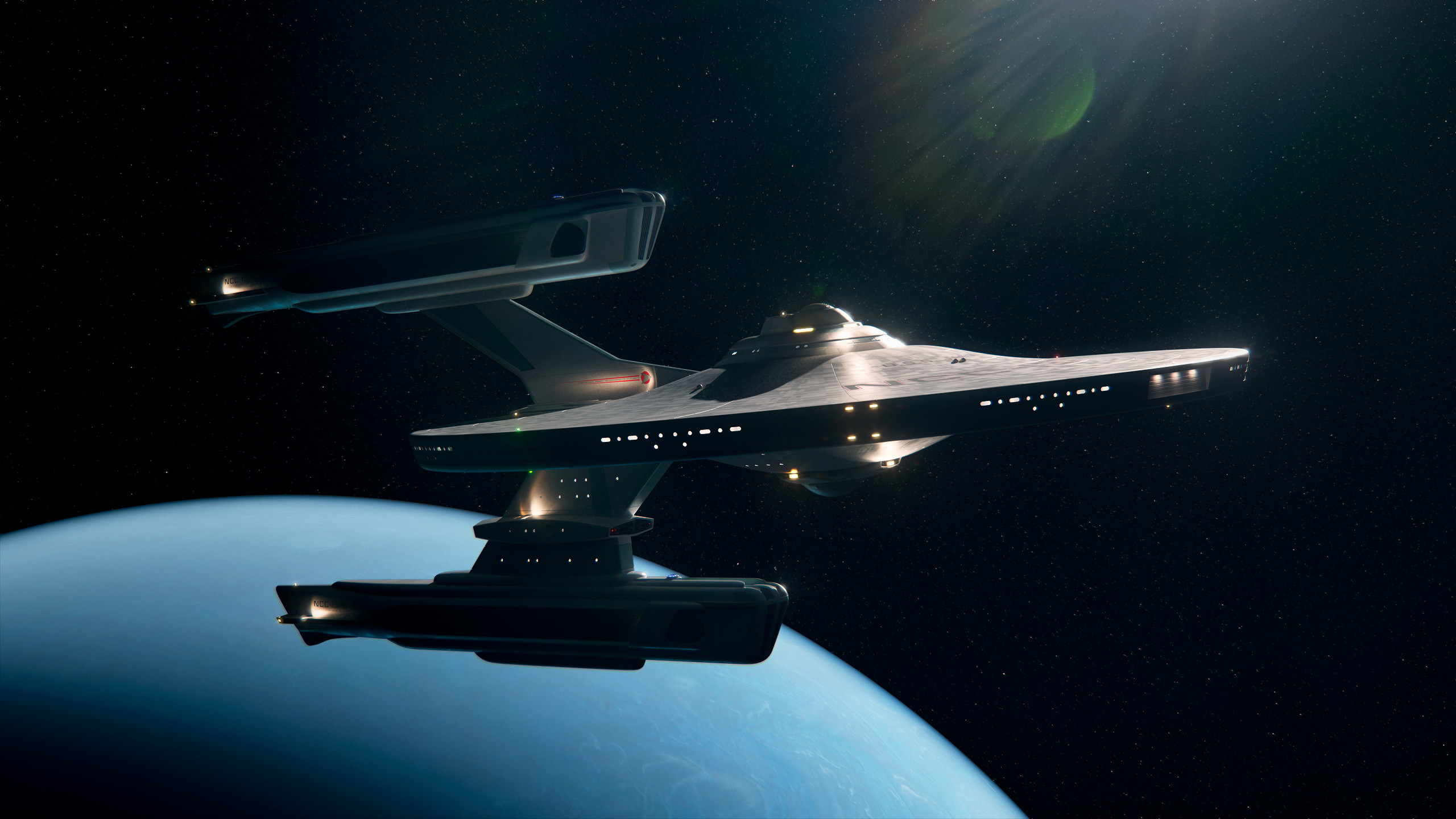Star Trek Fan Art Star Trek Ships Vehicle Science Fiction ArtStation CGi Render Planet 2560x1440