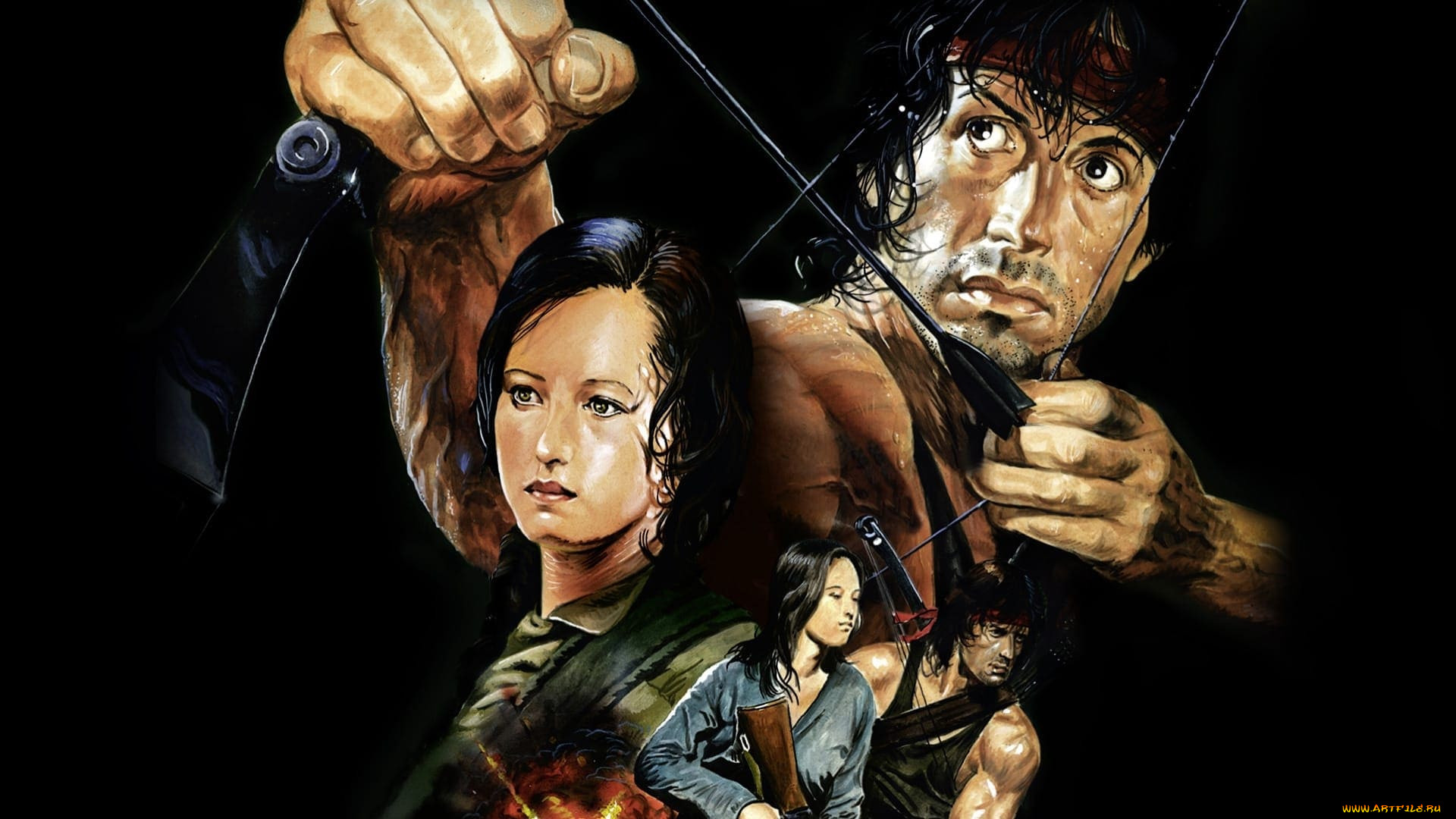 Rambo Rambo First Blood Part Ii Movies Artwork Sylvester Stallone Julia Nickson Bow 1920x1080