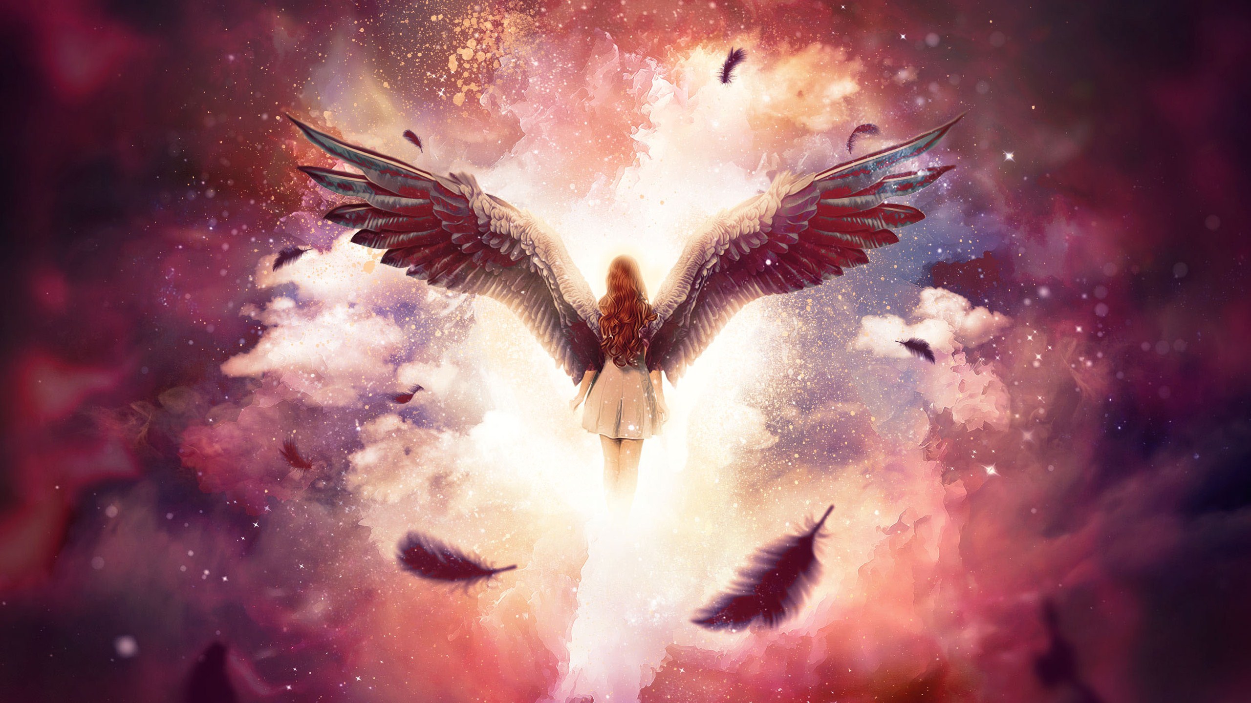 Angel Cloud Wings Woman 2560x1440