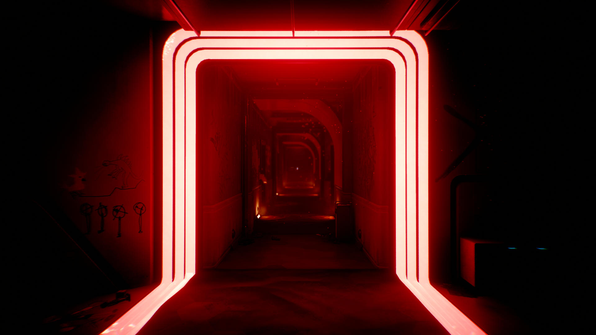 Cyberpunk 2077 Hallway Red Digital Lighting 1920x1080