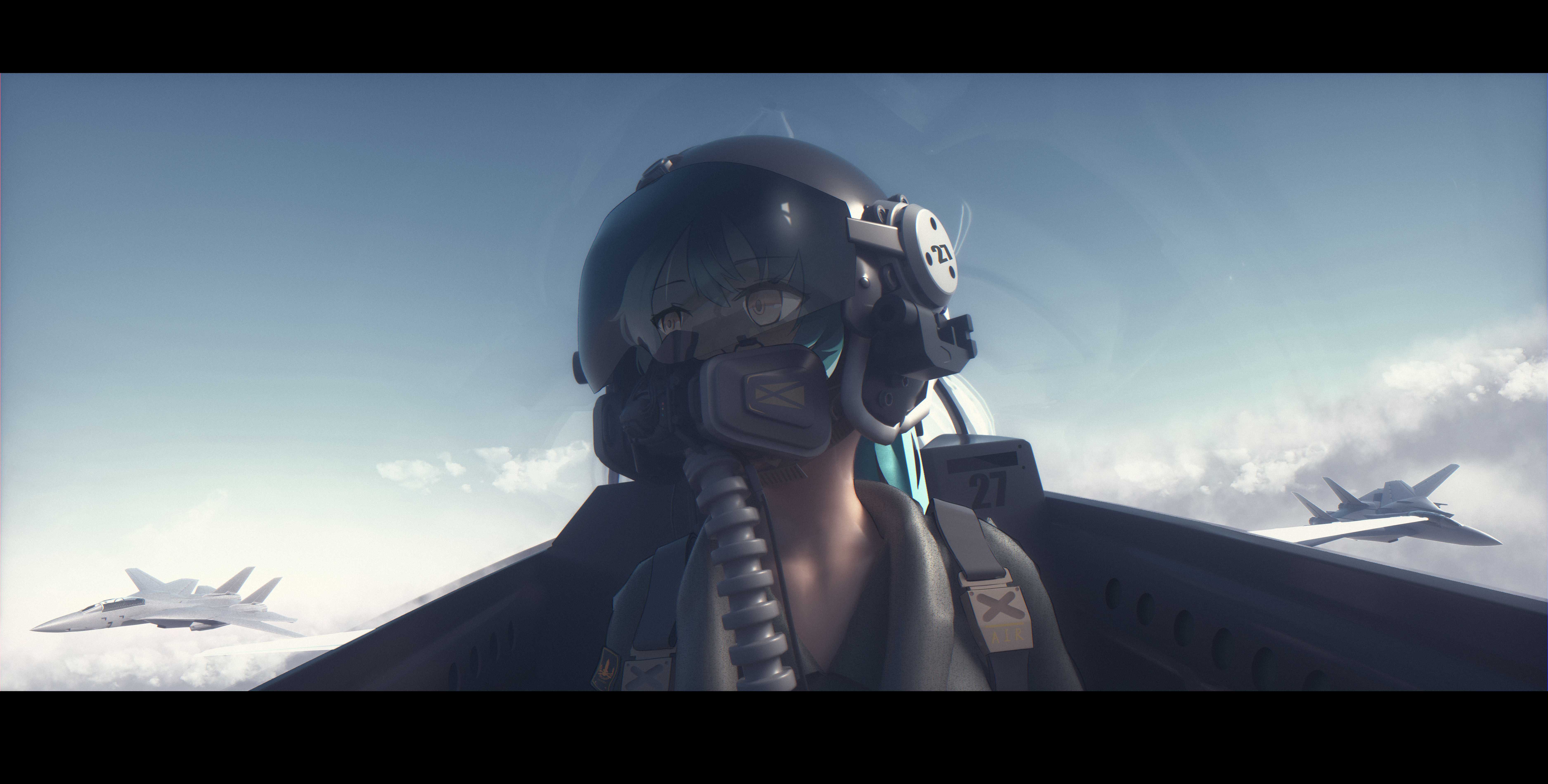 Anime Girls Bangeningmeng Anime Jet Fighter Aircraft F 14 Tomcat 7500x3800