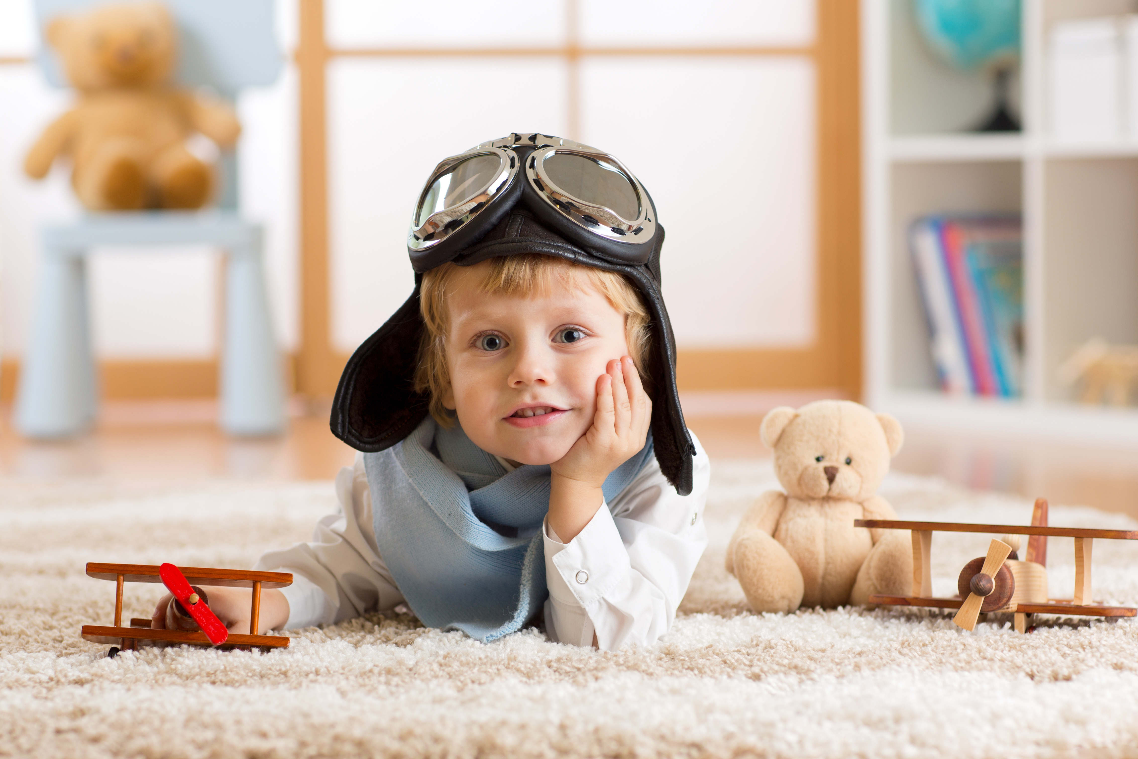 Aviator Helmet Blue Eyes Boy Child Depth Of Field Little Boy Teddy Bear Toy 4531x3021