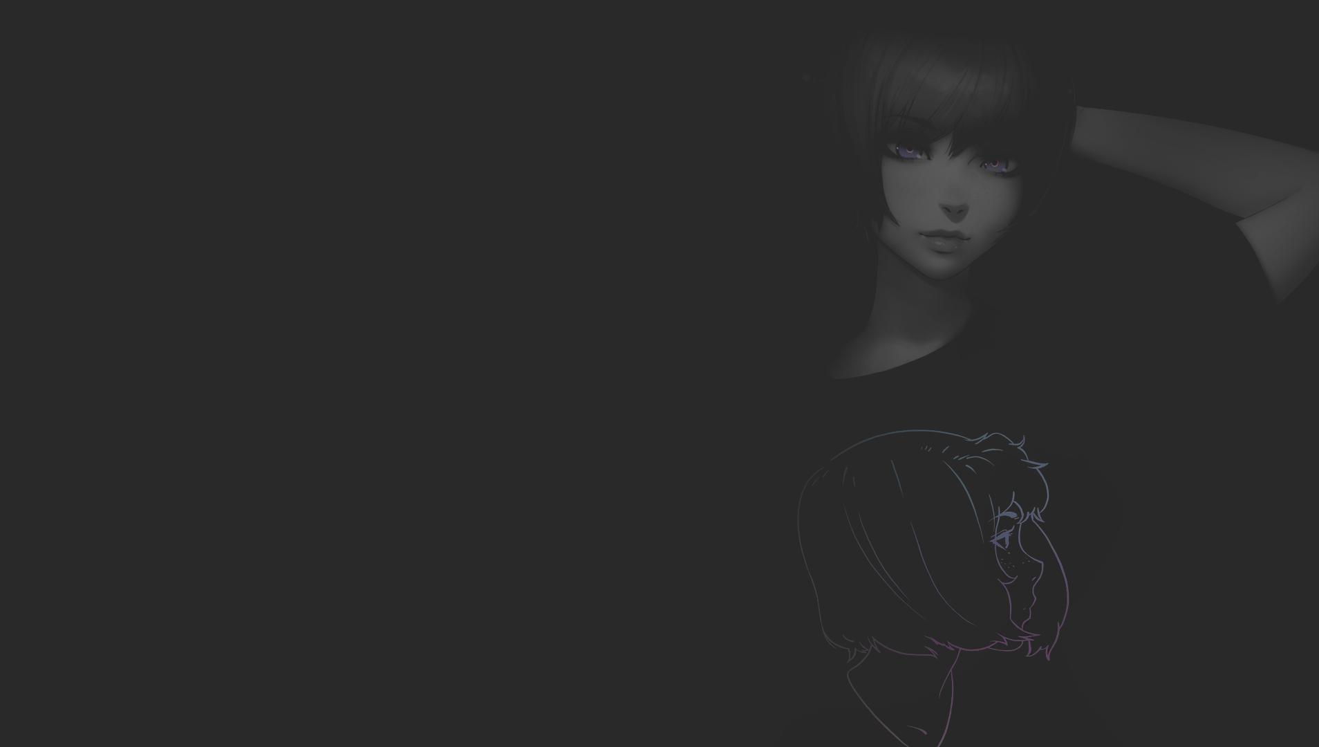 Anime Anime Girls Illustration Minimalism Monochrome Dark Background Ilya Kuvshinov Selective Colori 1908x1080