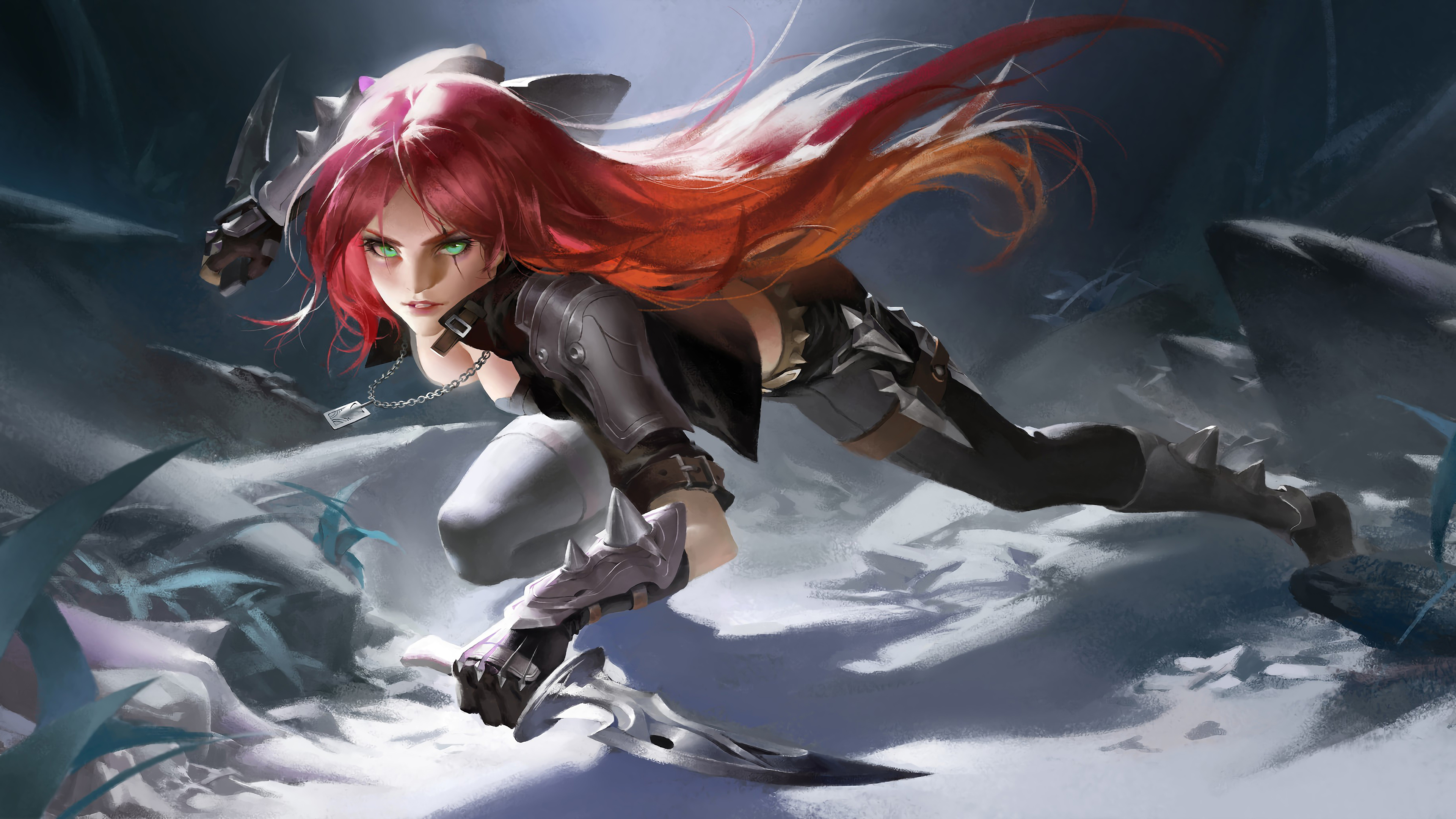 Video Games League Of Legends Katarina Katarina League Of Legends Girl With Weapon Redhead 3840x2160
