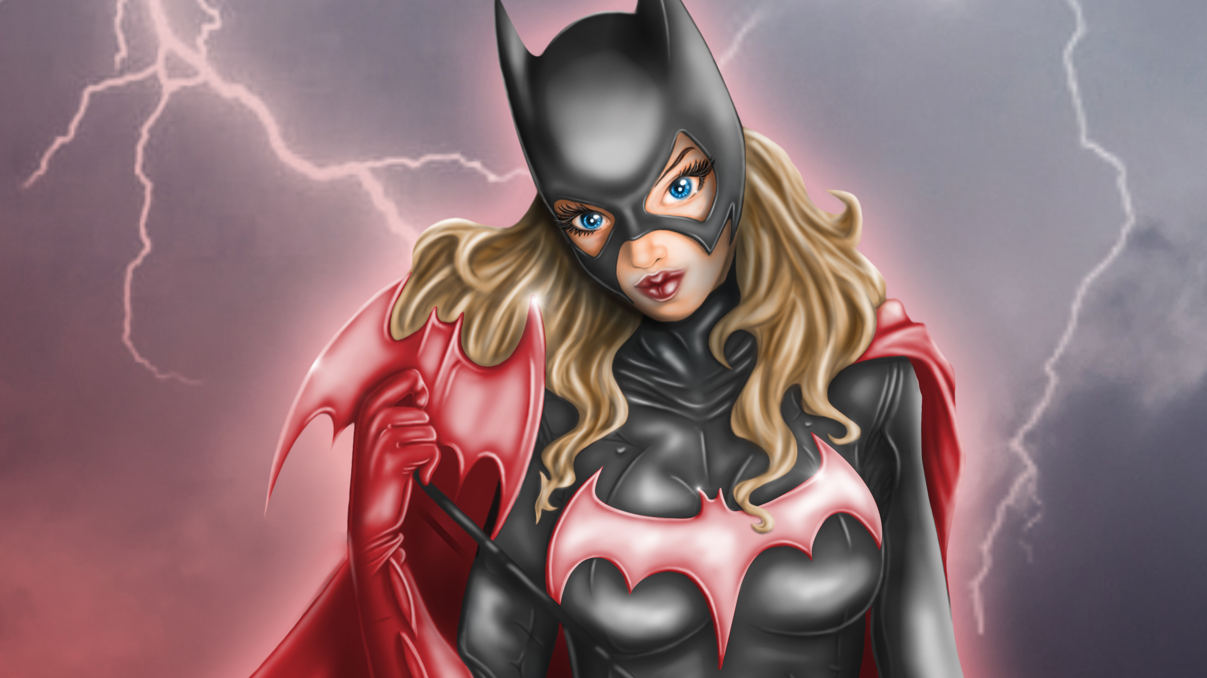 Batgirl Blonde Blue Eyes Dc Comics Lipstick 2480x1395