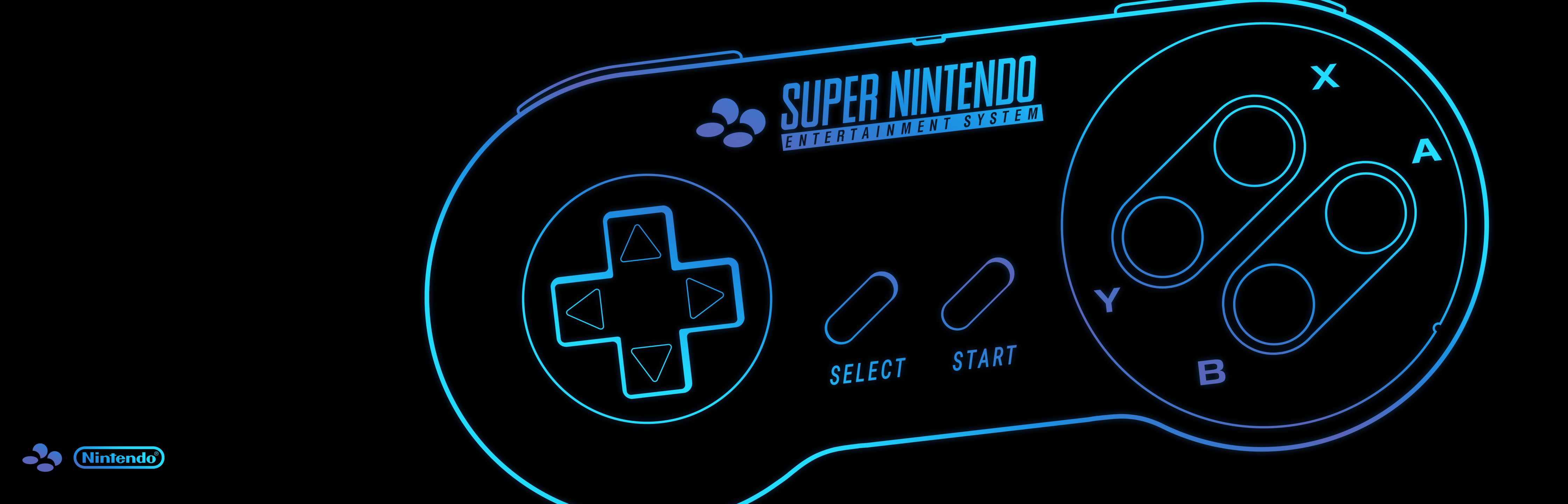 SNES Nintendo Super Nintendo Logo Controllers Console 16 Bit Retro Console Video Games Digital Art S 4480x1440