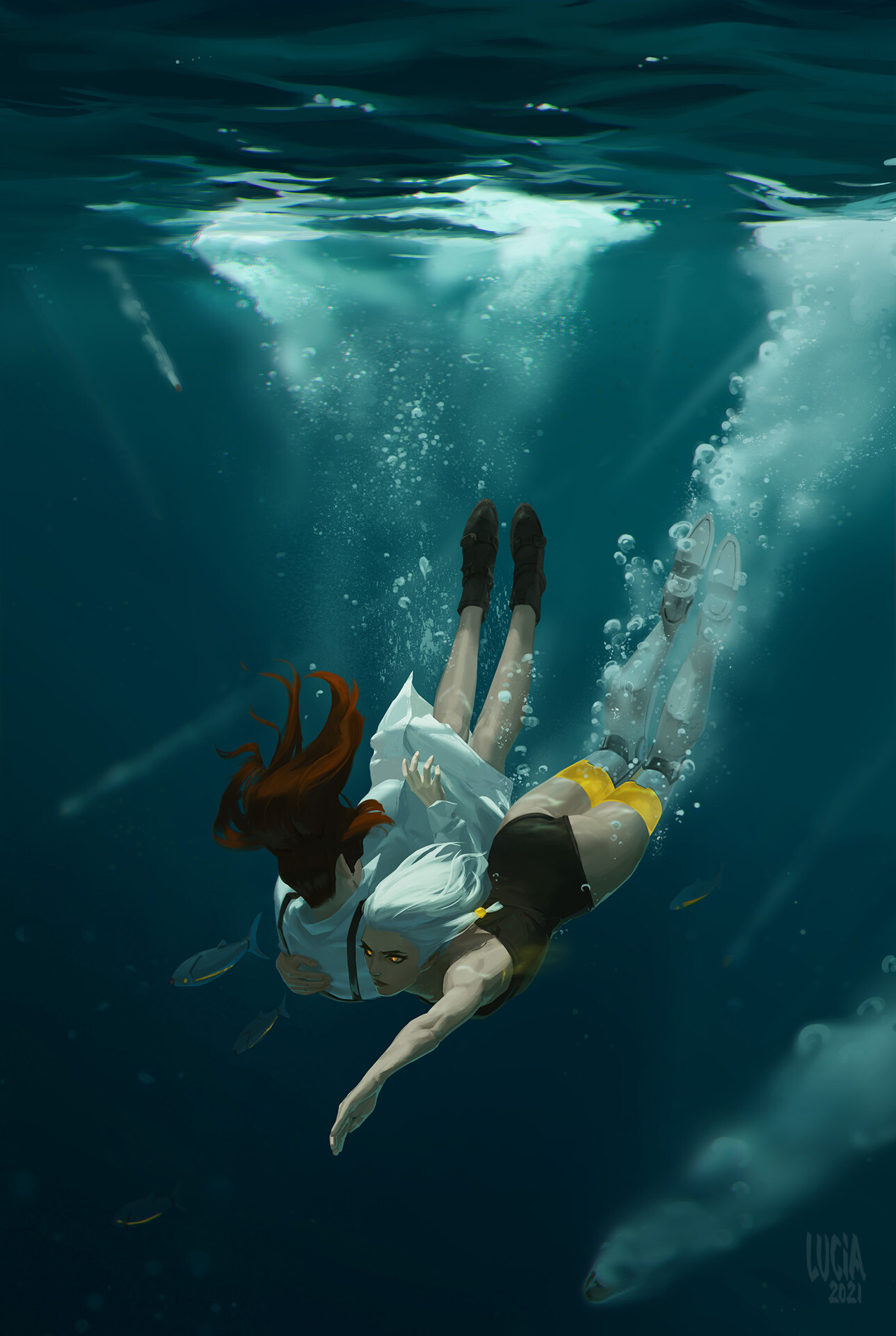 Lucia Hsiang Women Diving Artwork Underwater 1288x1920