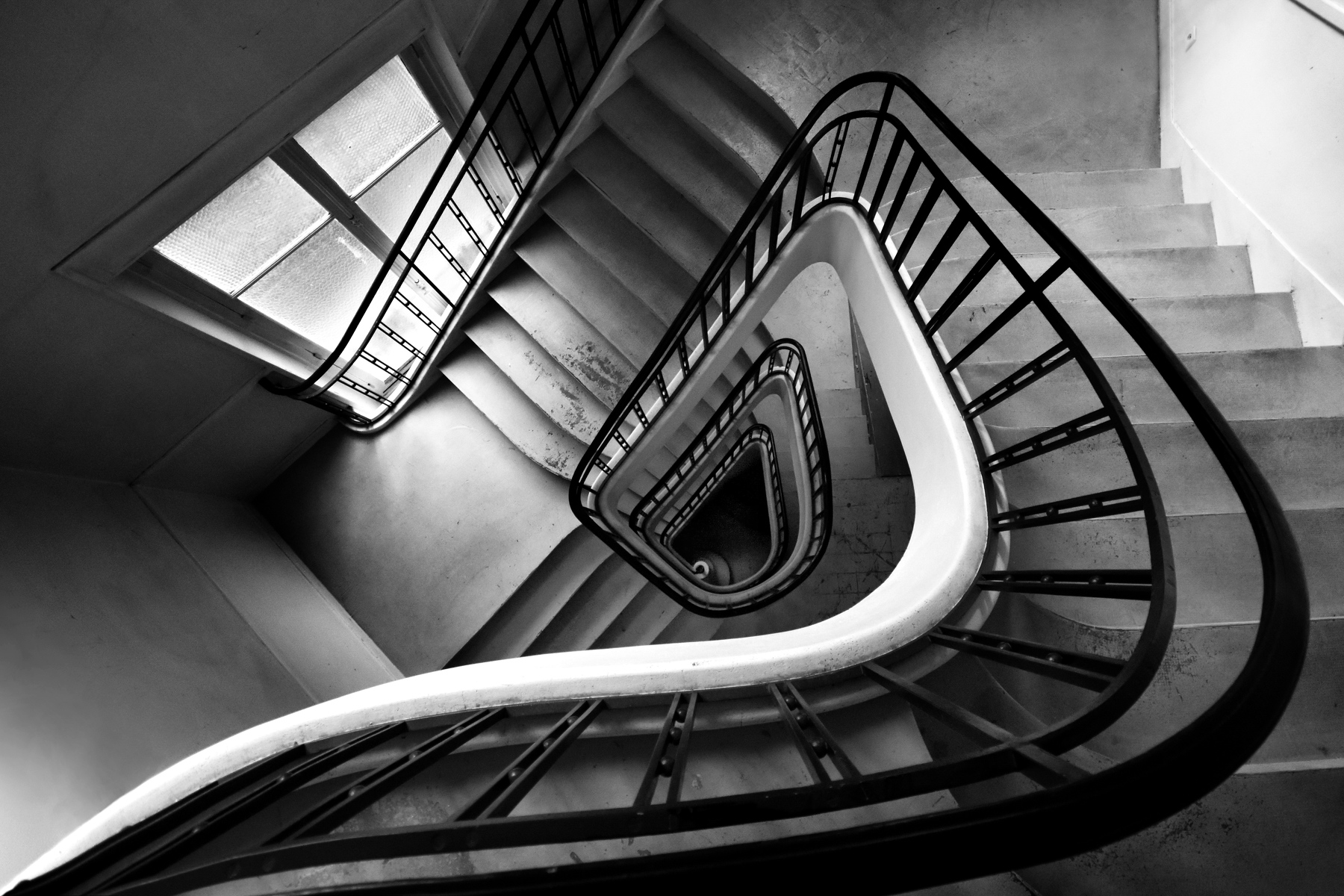 Photography Monochrome Architecture Window Stairs Staircase Stairway Top View Handrail 1800x1200
