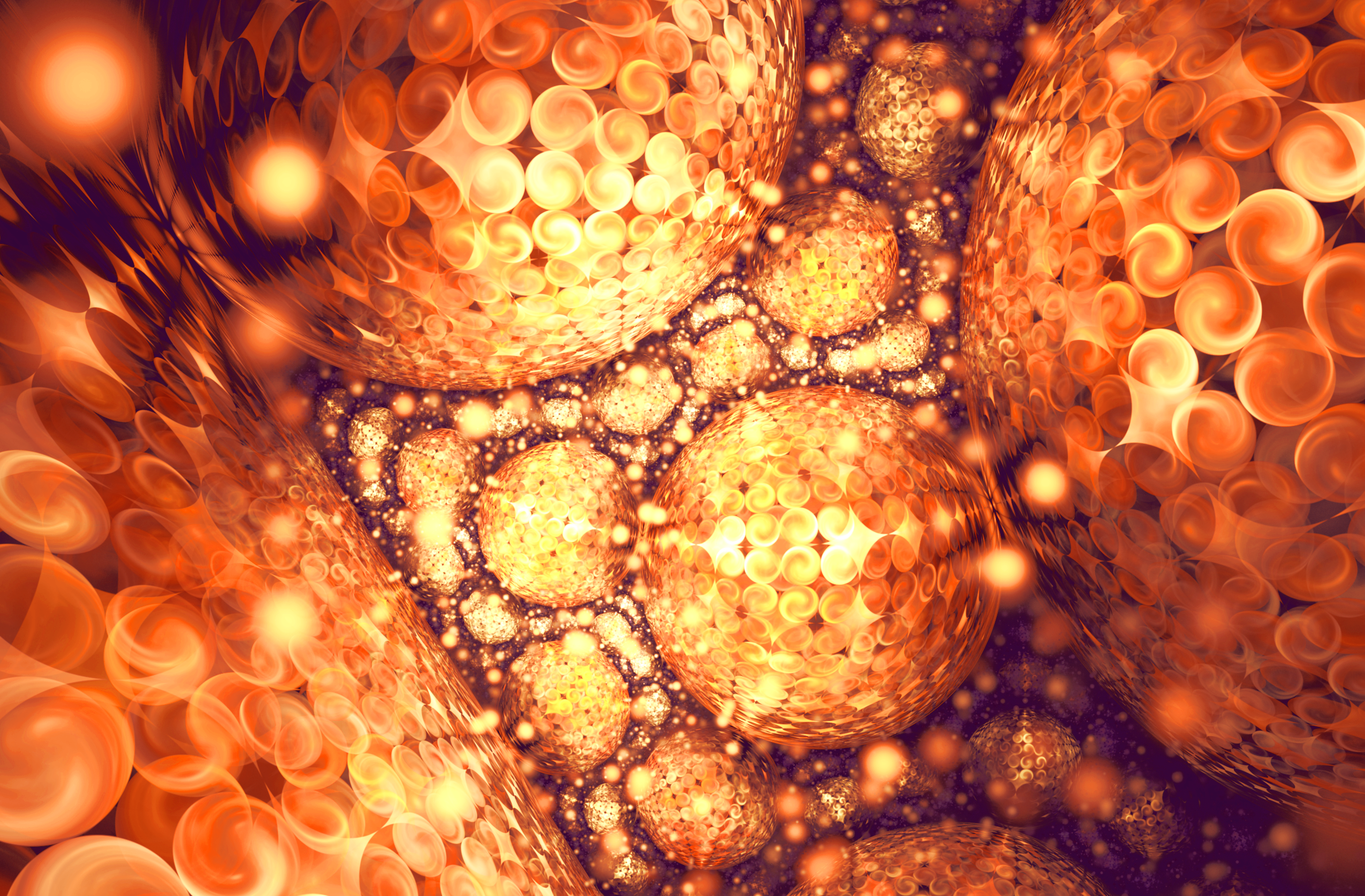 Artistic Fractal Light Sphere Orange Color 2550x1674