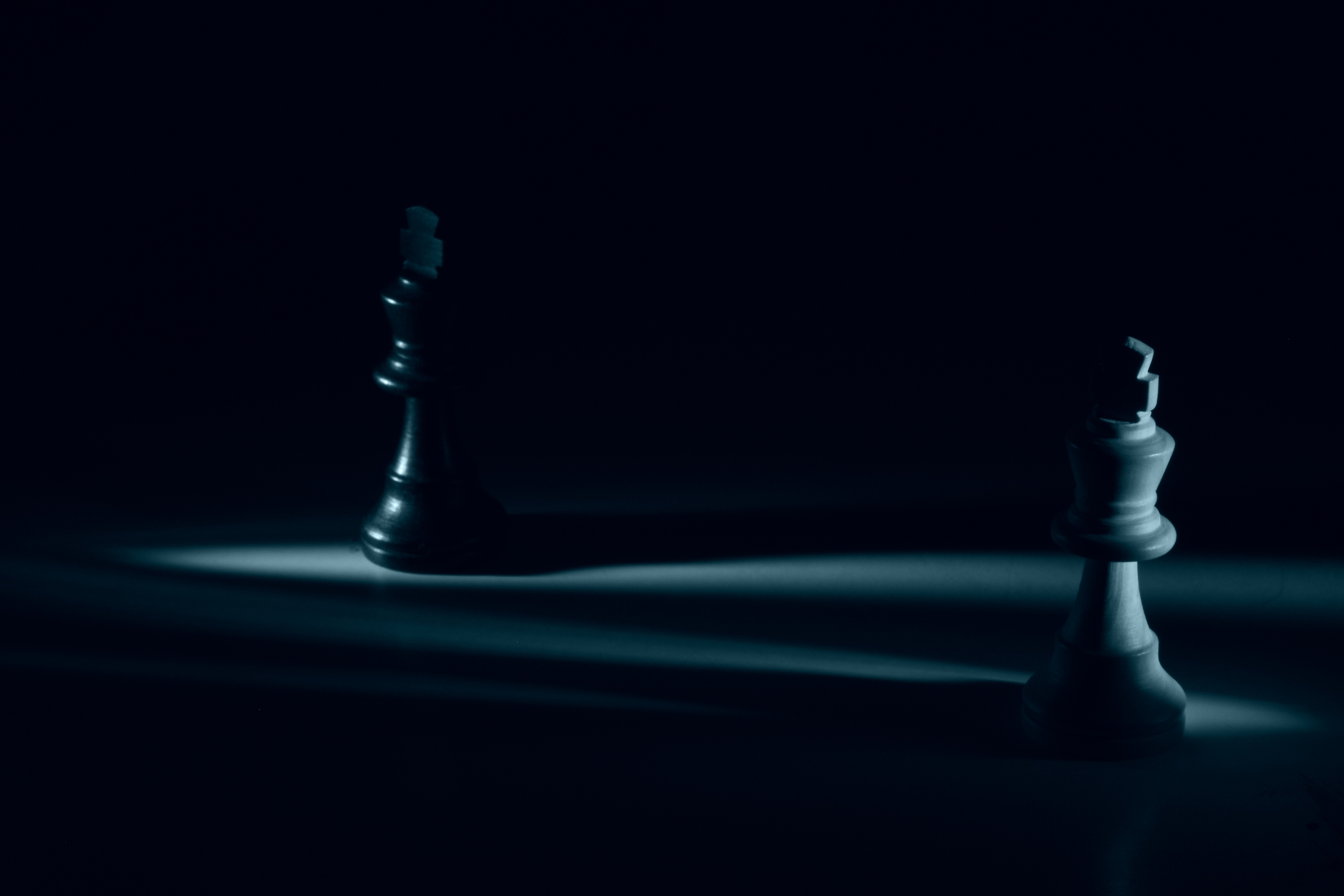 Photography Closeup Chess Pawns Simple Background Shadow Black White Blue Background 6000x4000