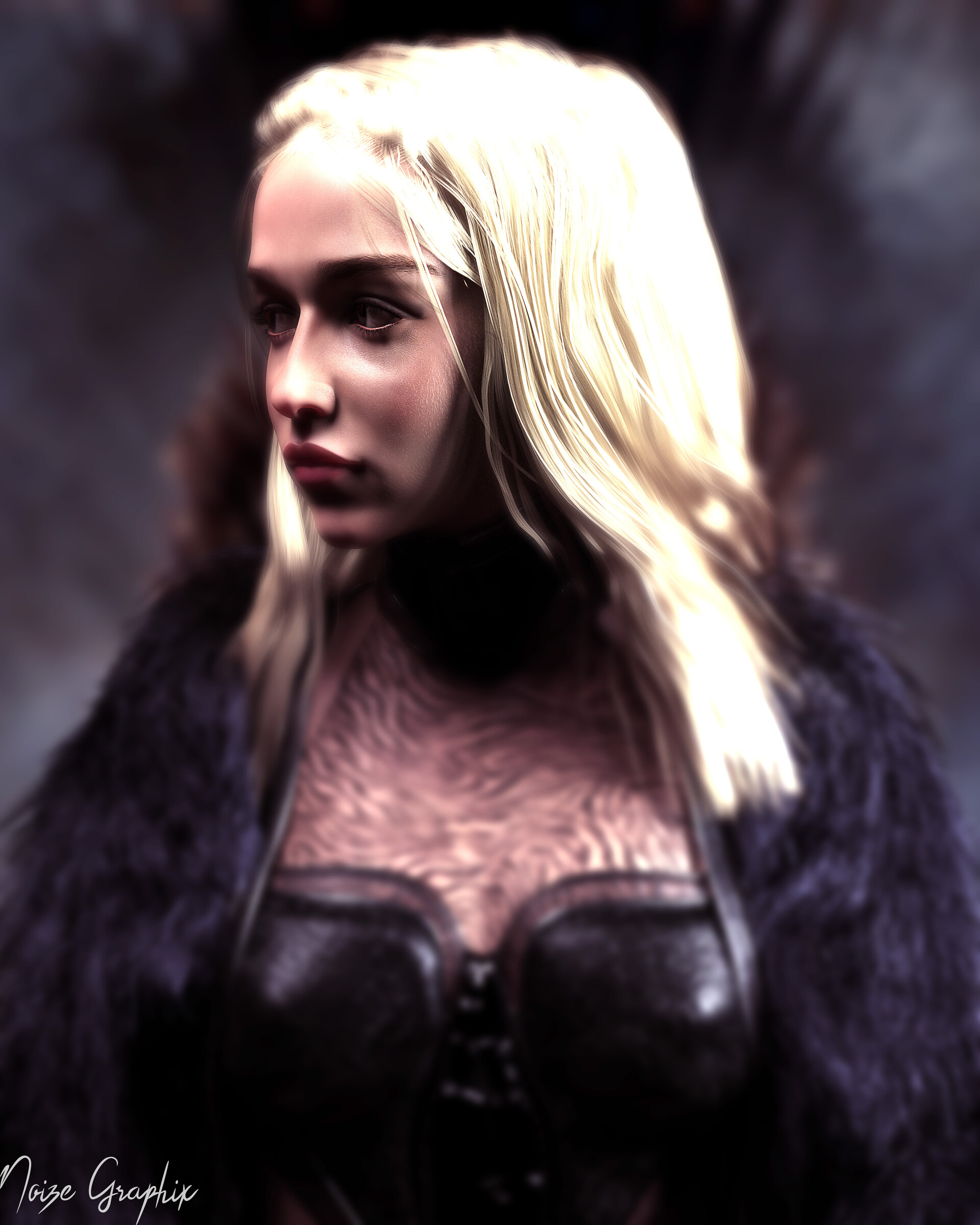 Jordi Djojosemito Blonde Looking Away Women Looking At The Side CGi Digital Art 3D Daenerys Targarye 1920x2400