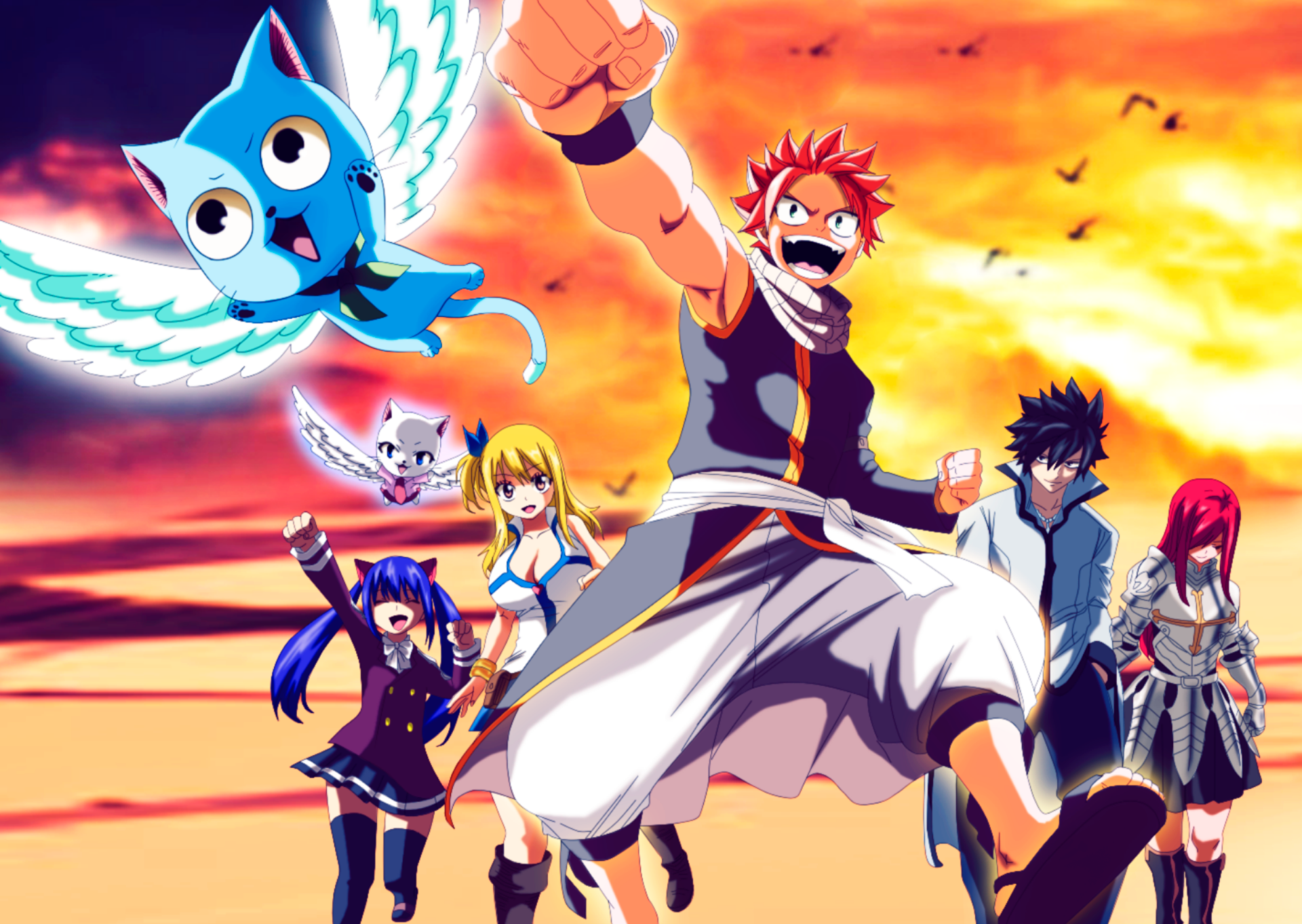 Charles Fairy Tail Erza Scarlet Gray Fullbuster Happy Fairy Tail Lucy Heartfilia Natsu Dragneel Wend 1920x1362