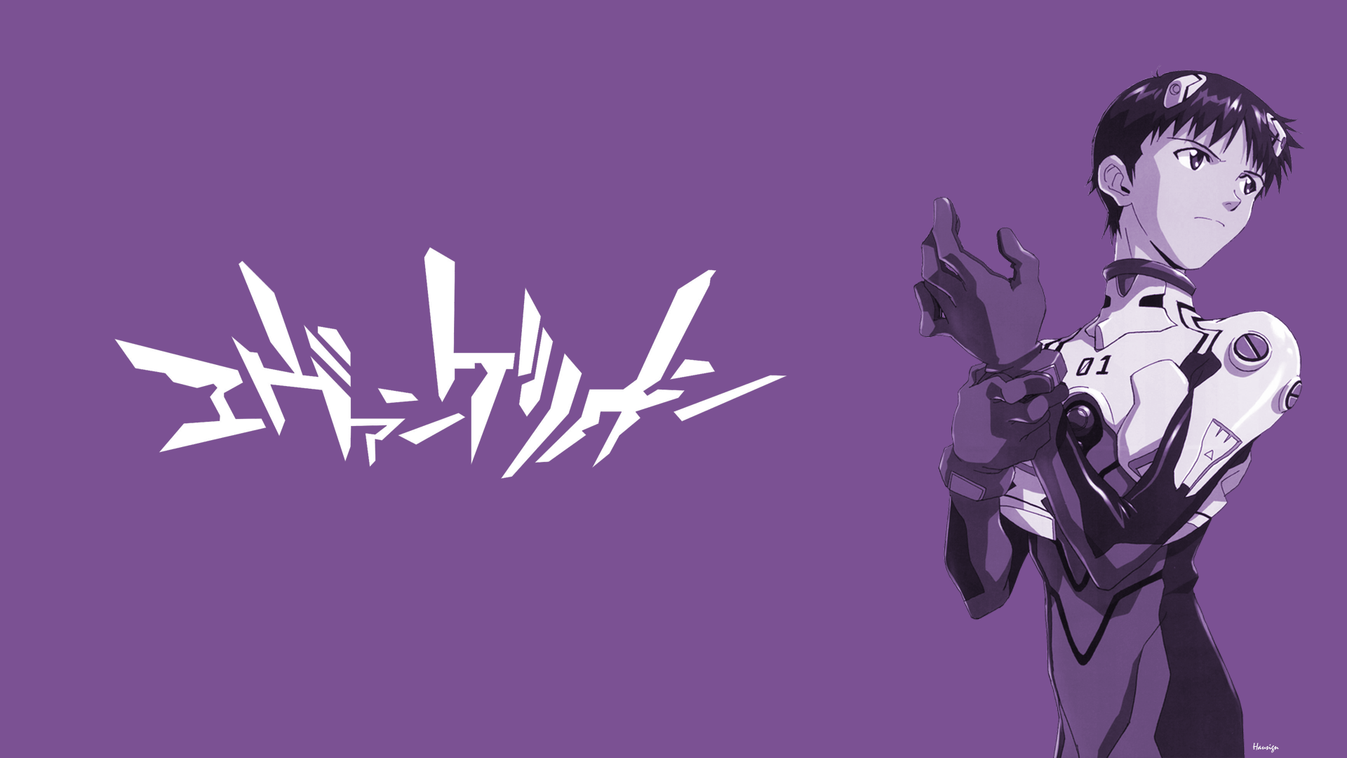 Neon Genesis Evangelion Mecha Fight Purple Background Ikari Shinji Anime Boys 1920x1080