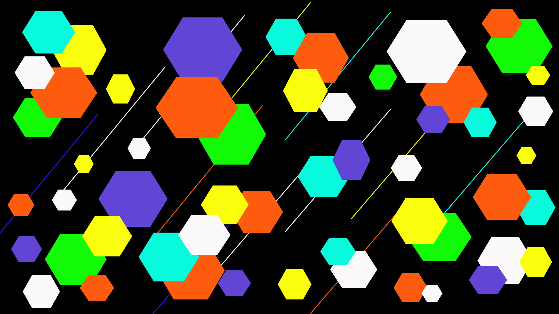 Abstract Colorful Digital Art Geometry Hexagon Shapes 1920x1080