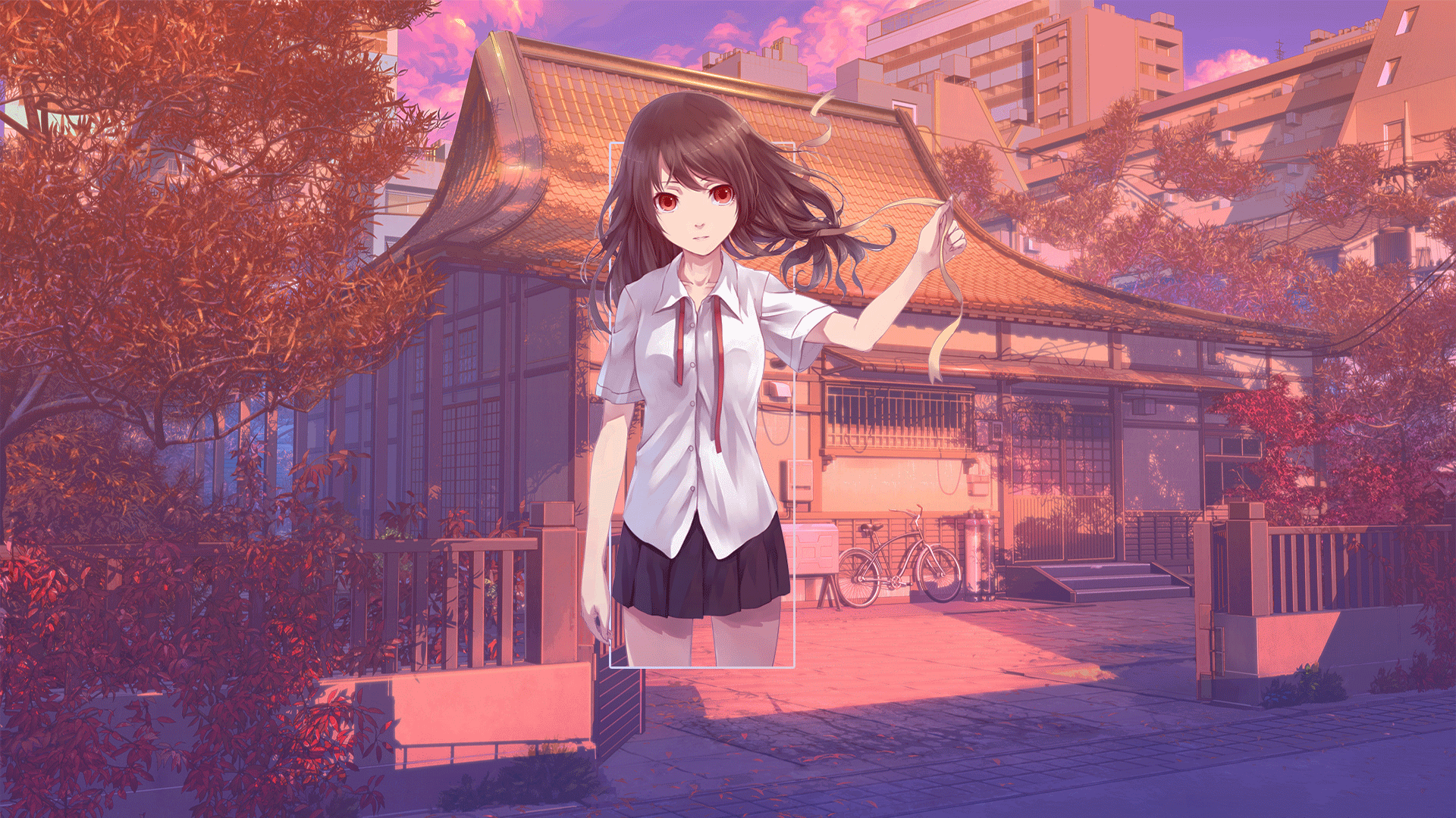 Anime Anime Girls Photoshop Digital Art Picture In Picture Background Art School Uniform Afternoon 1920x1080