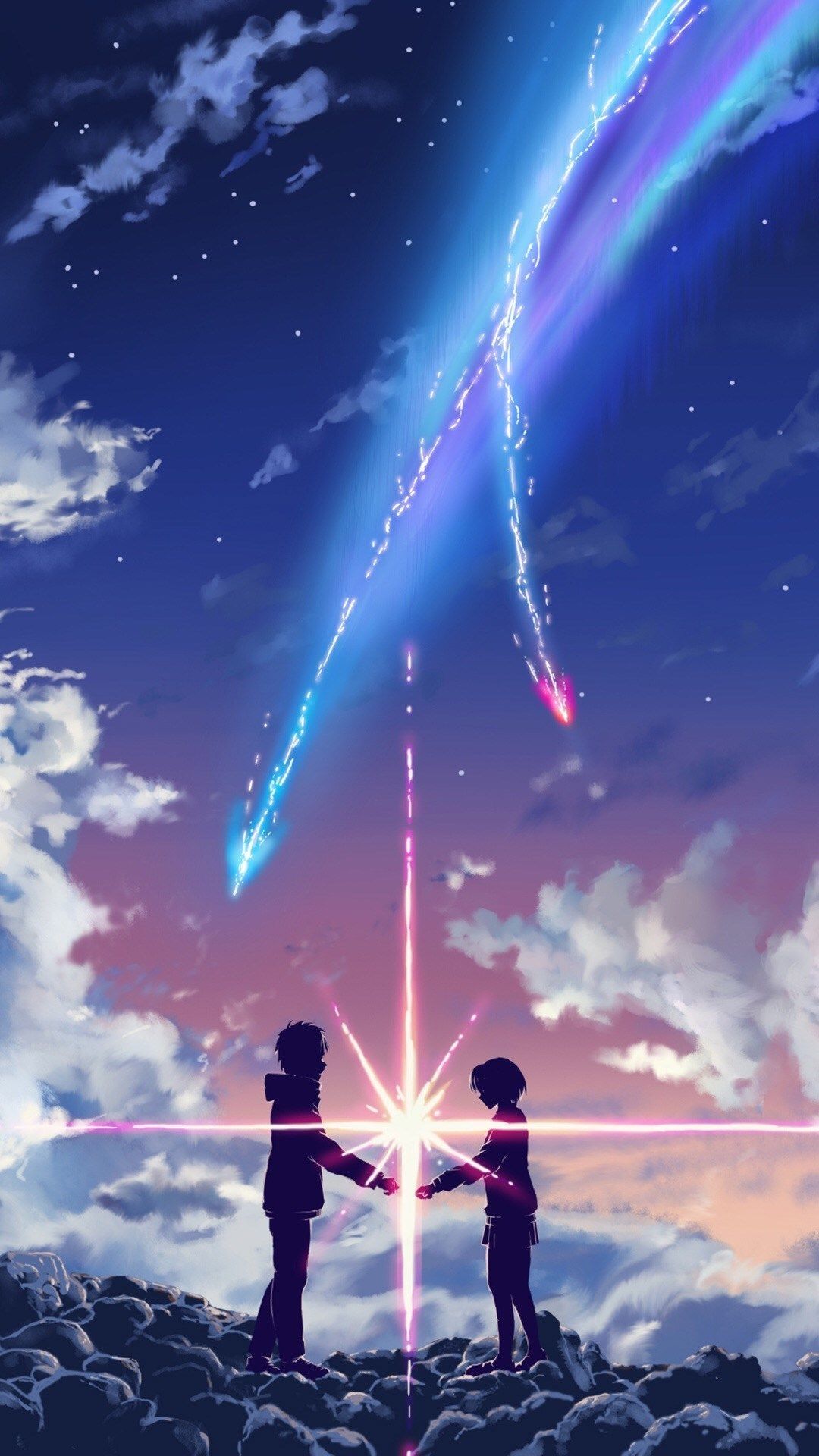 Anime Boys Anime Girls Sky Clouds Stars Silhouette Wallpaper -  Resolution:1080x1920 - ID:1188705 - wallha.com
