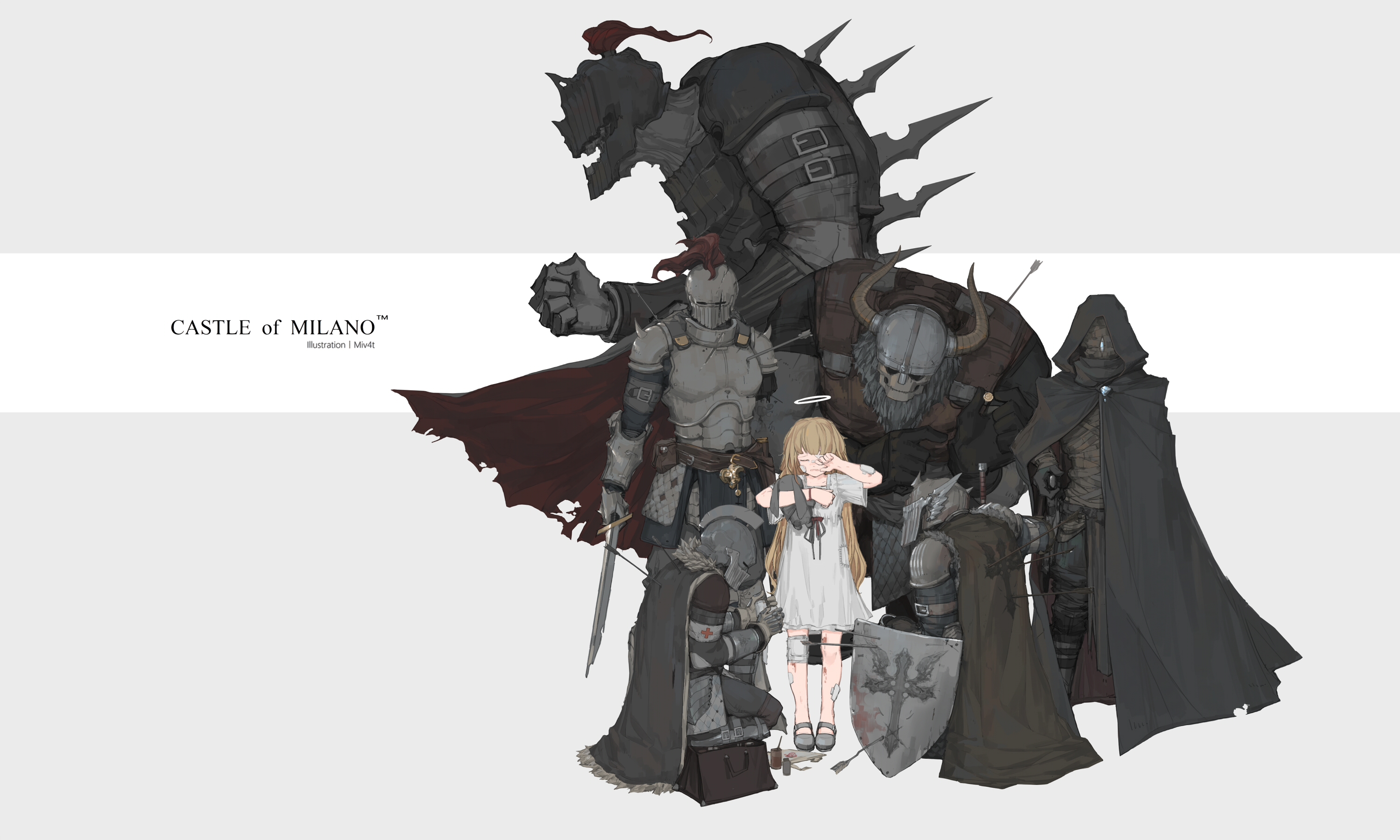 Anime Girls Anime Knight Black Armoury Figure Hugging Armor Wallpaper -  Resolution:3000x1800 - ID:1187629 