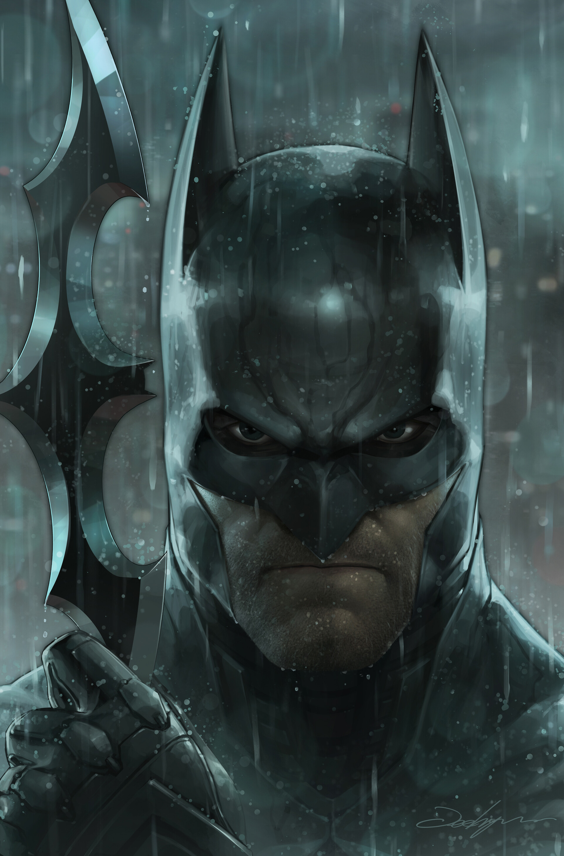 Artwork Comic Art Batman Men Rain Angry 1920x2915