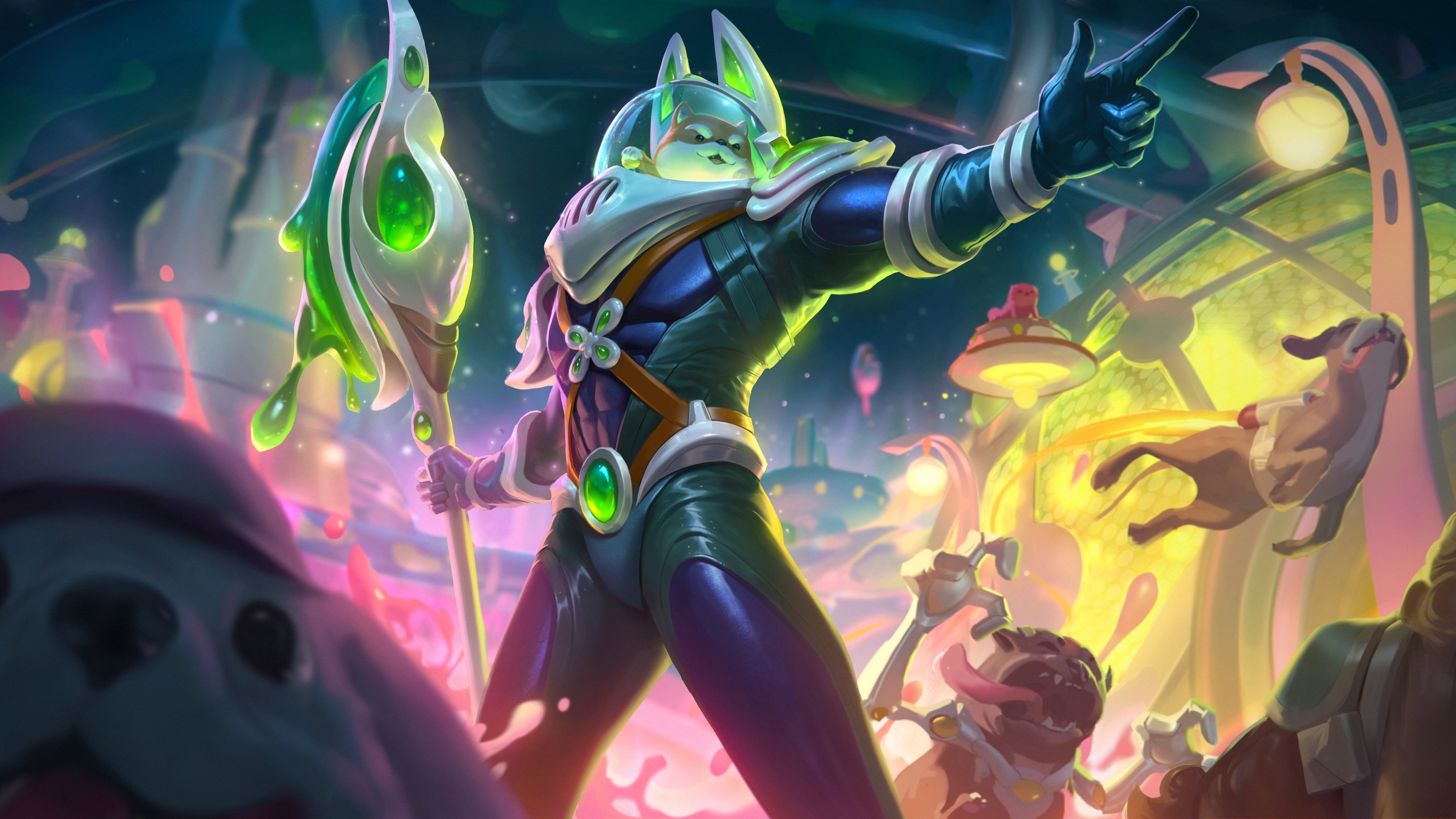 Nasus League Of Legends League Of Legends Space Groove Video Game Art Video Game Characters Game Art 3000x1688