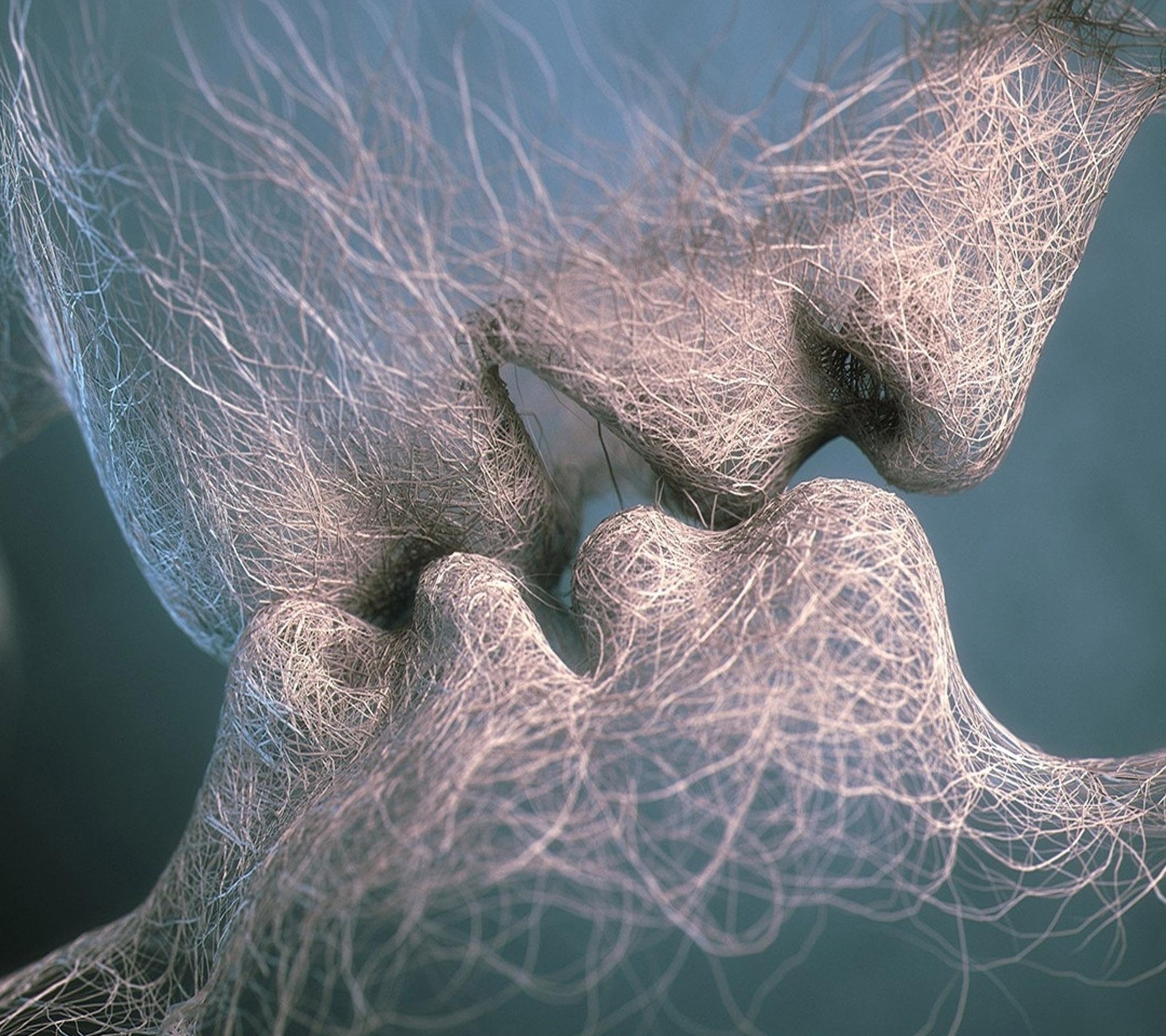 Desktopography Digital Art Face Kissing Render CGi Artwork 2160x1920