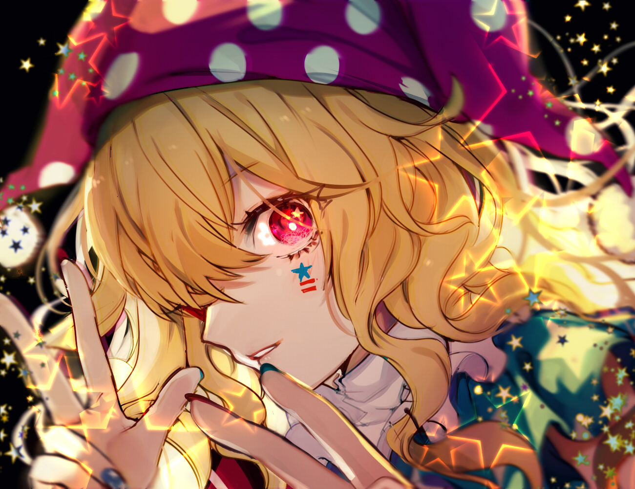 Anime Anime Girls Blonde Red Eyes Face Looking At Viewer Touhou Clownpiece 1300x1000