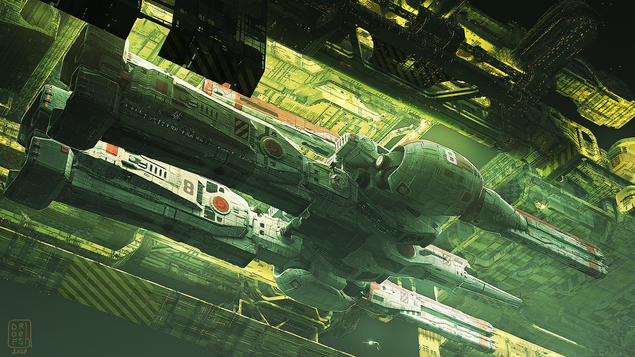 DOFRESH ArtStation Artwork Science Fiction Spaceship Vehicle 2020 Year 2048x1152