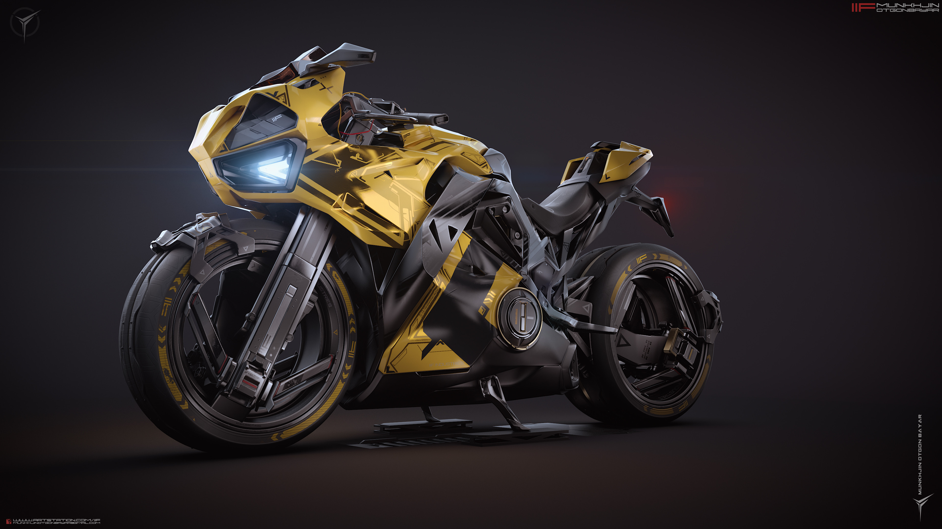 Munkhjin Otgonbayar ArtStation CGi 3D Artwork Superbike Futuristic Motorcycle Heavy Bike Digital Art 3840x2160