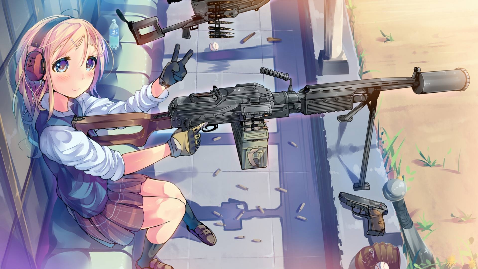 Anime Girls Anime Guns 1920x1080